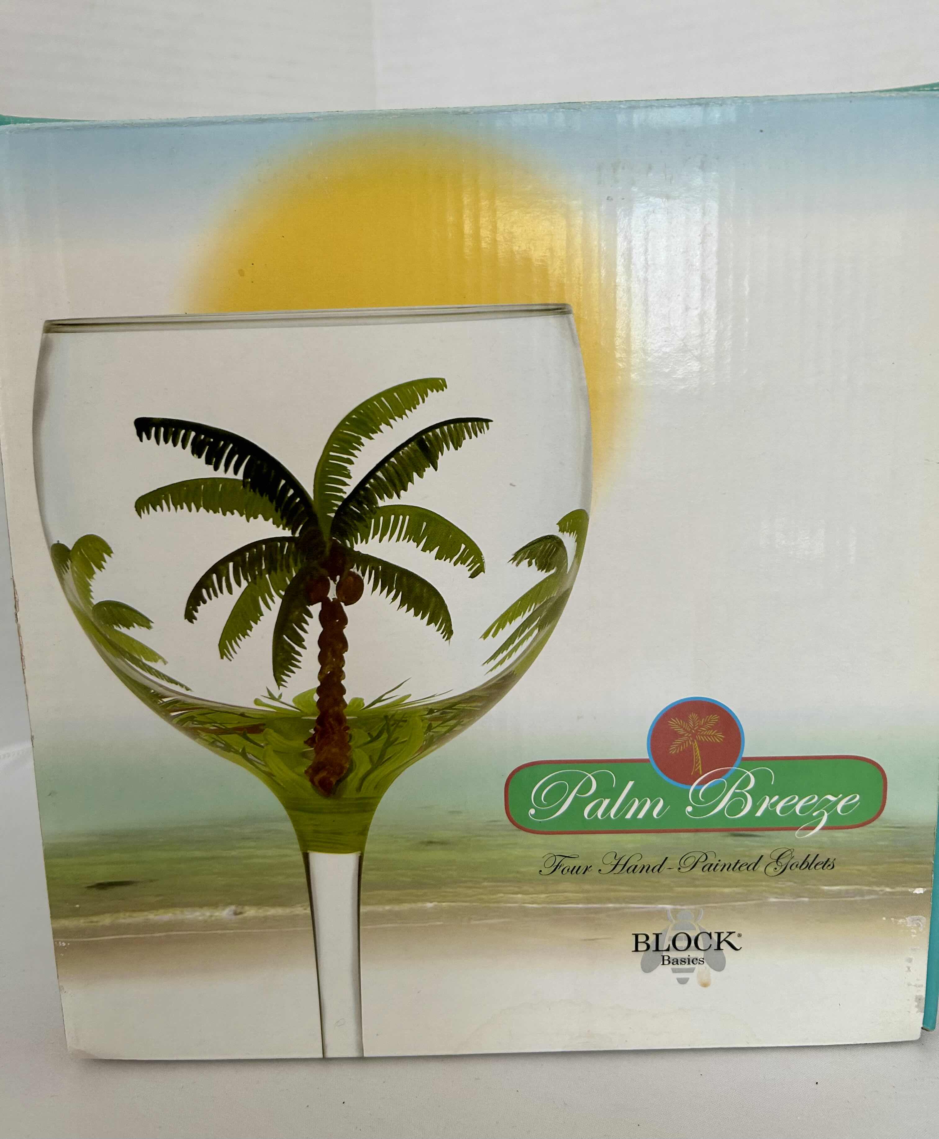 Photo 4 of 4-NIB HAND-PAINTED PALM TREE GOBLETS 
