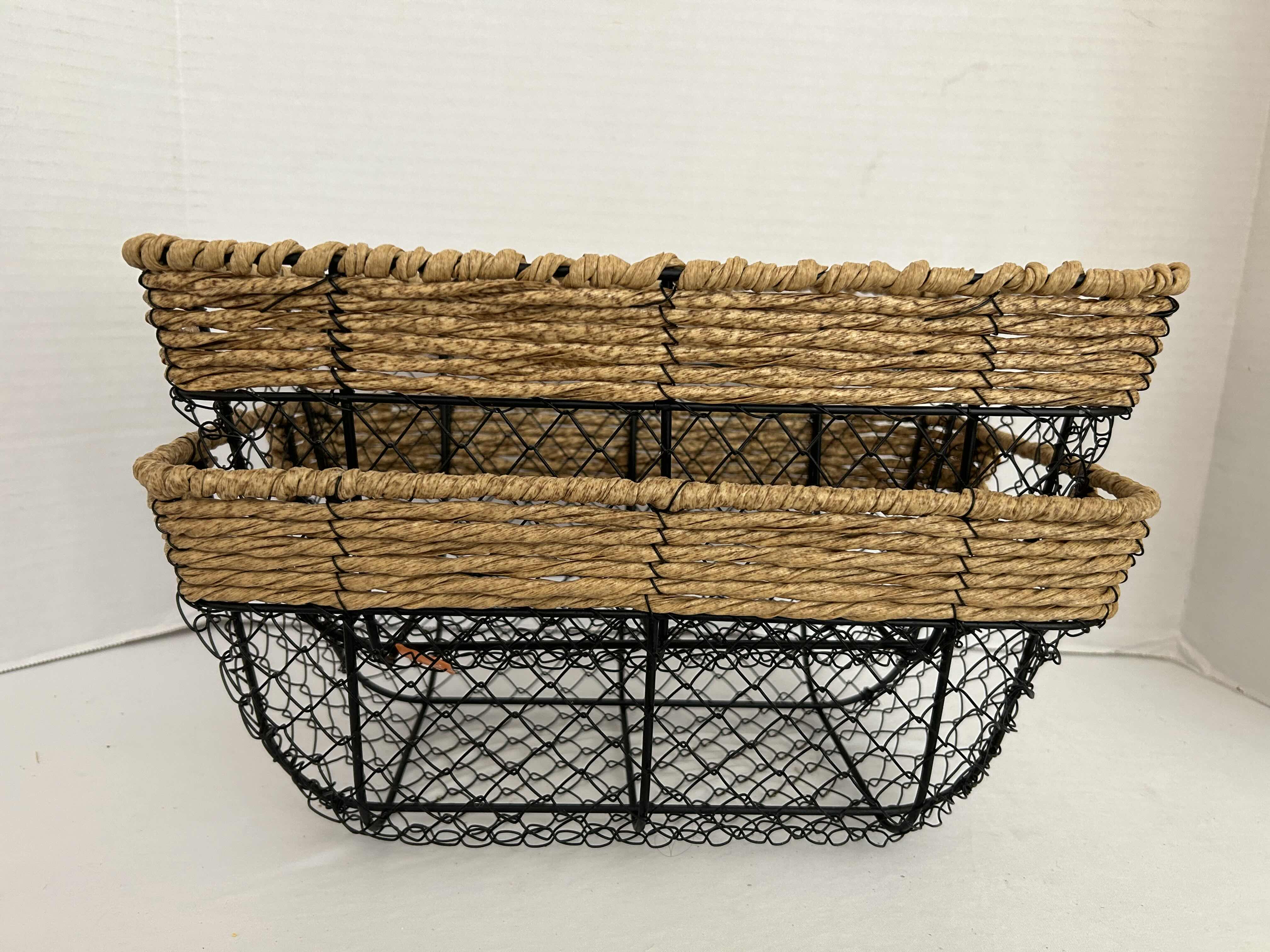 Photo 1 of 2 WIRE AND WOVEN BASKETS 7” DEEP