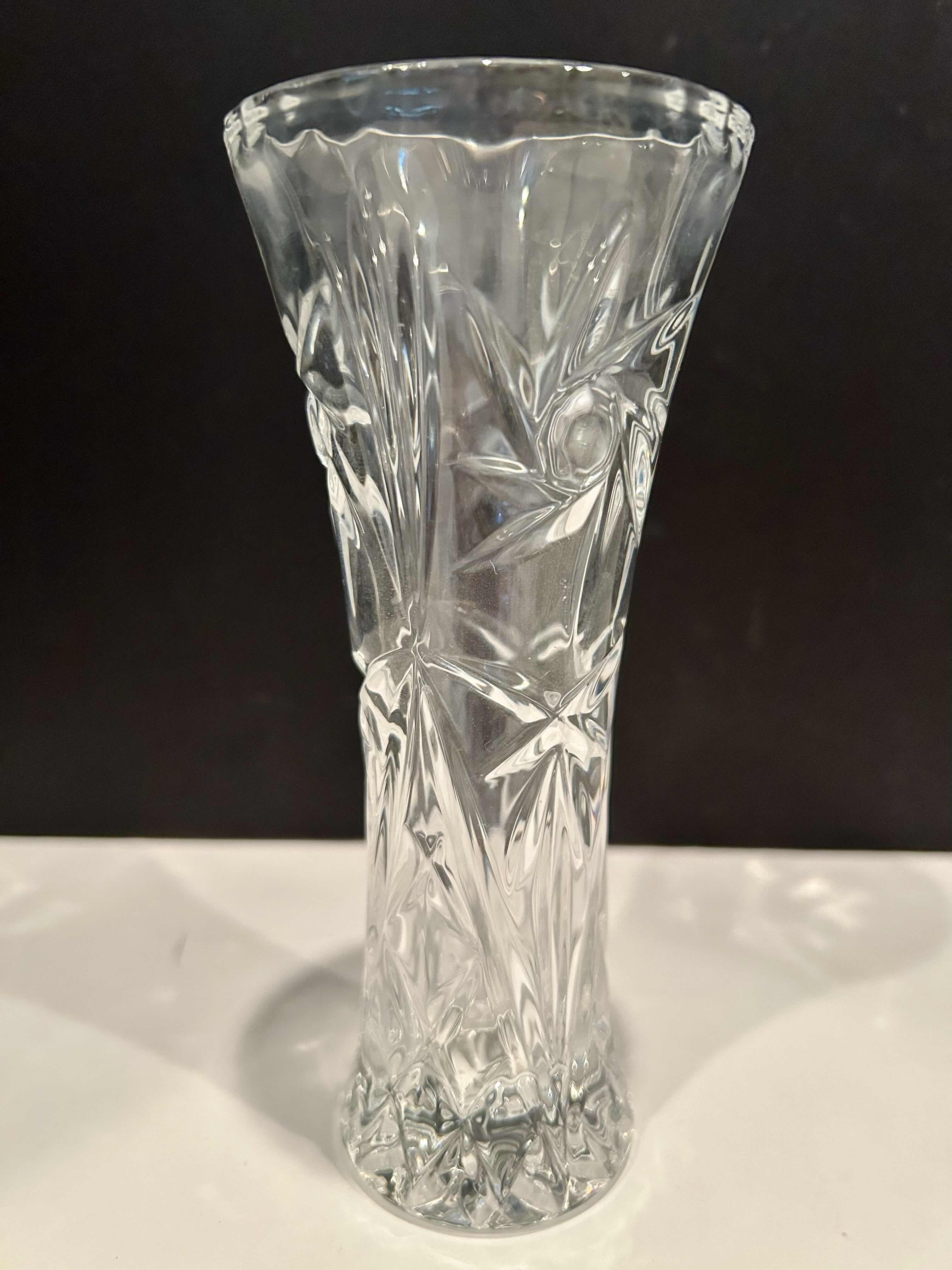 Photo 3 of 2-Crystal  VASES, GLASS HEART DISH