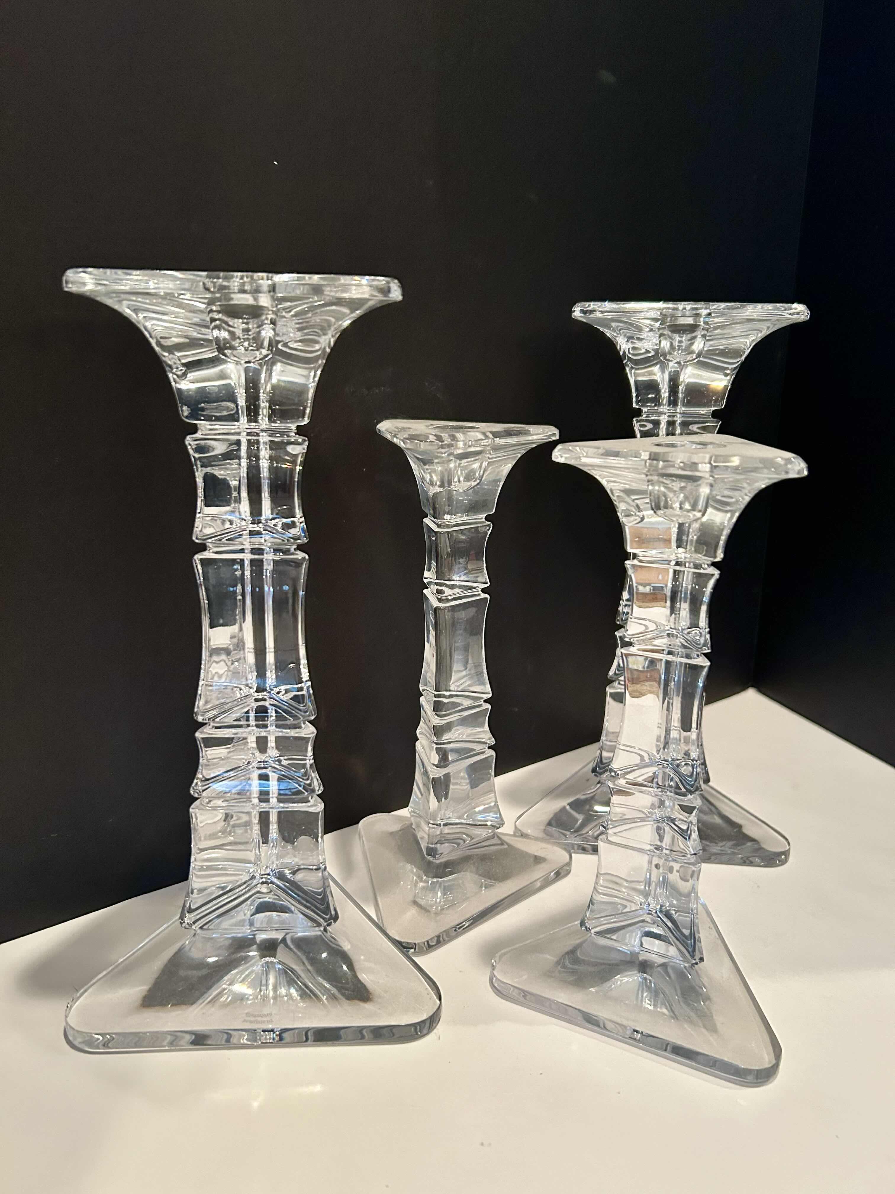 Photo 1 of (2)10” AND (2)8” MARQUIS BY WATERFORD CATHAY LEAD CRYSTAL CANDLESTICKS