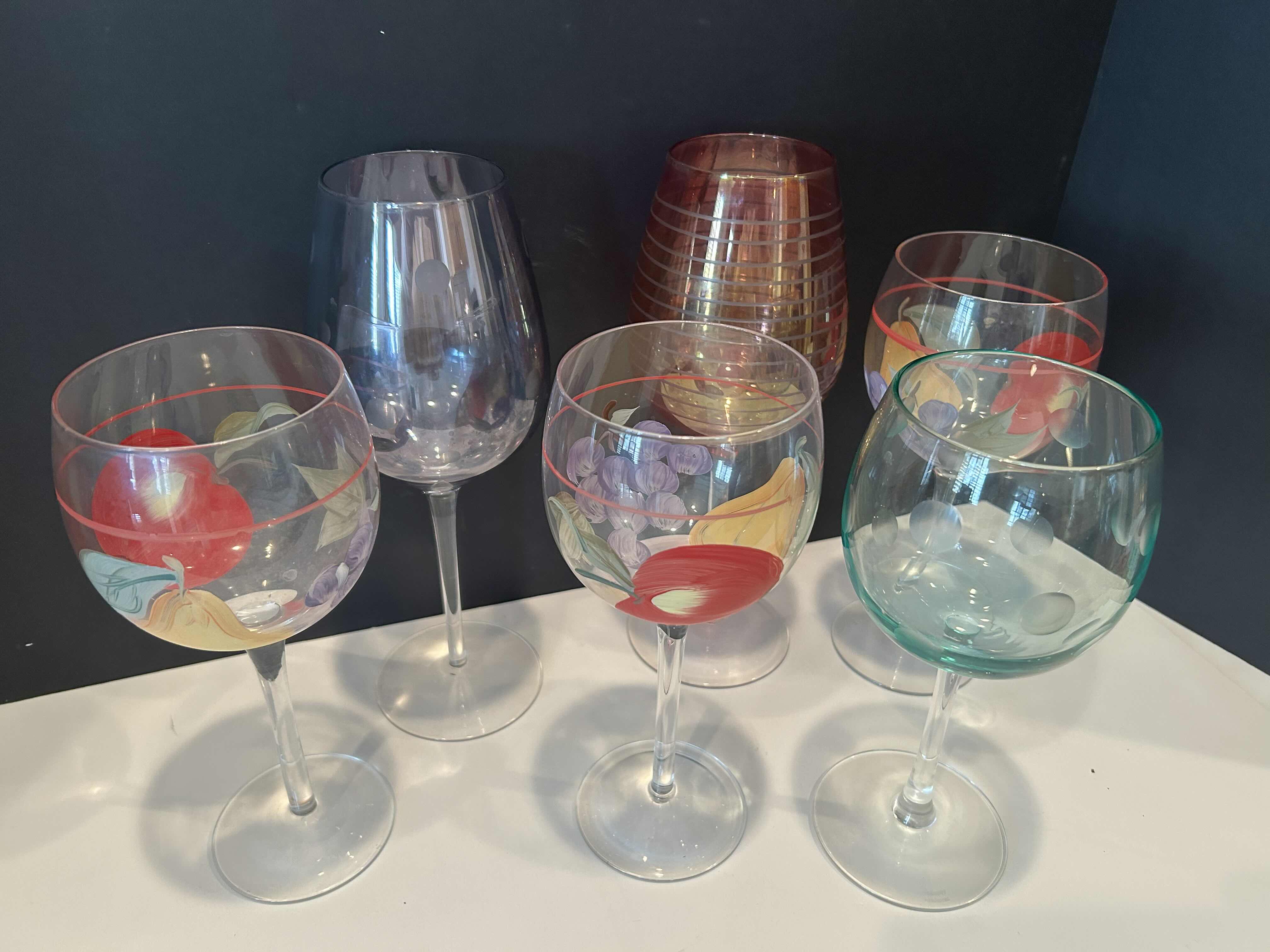 Photo 1 of 6 ASSORTED WINE GLASSES 

