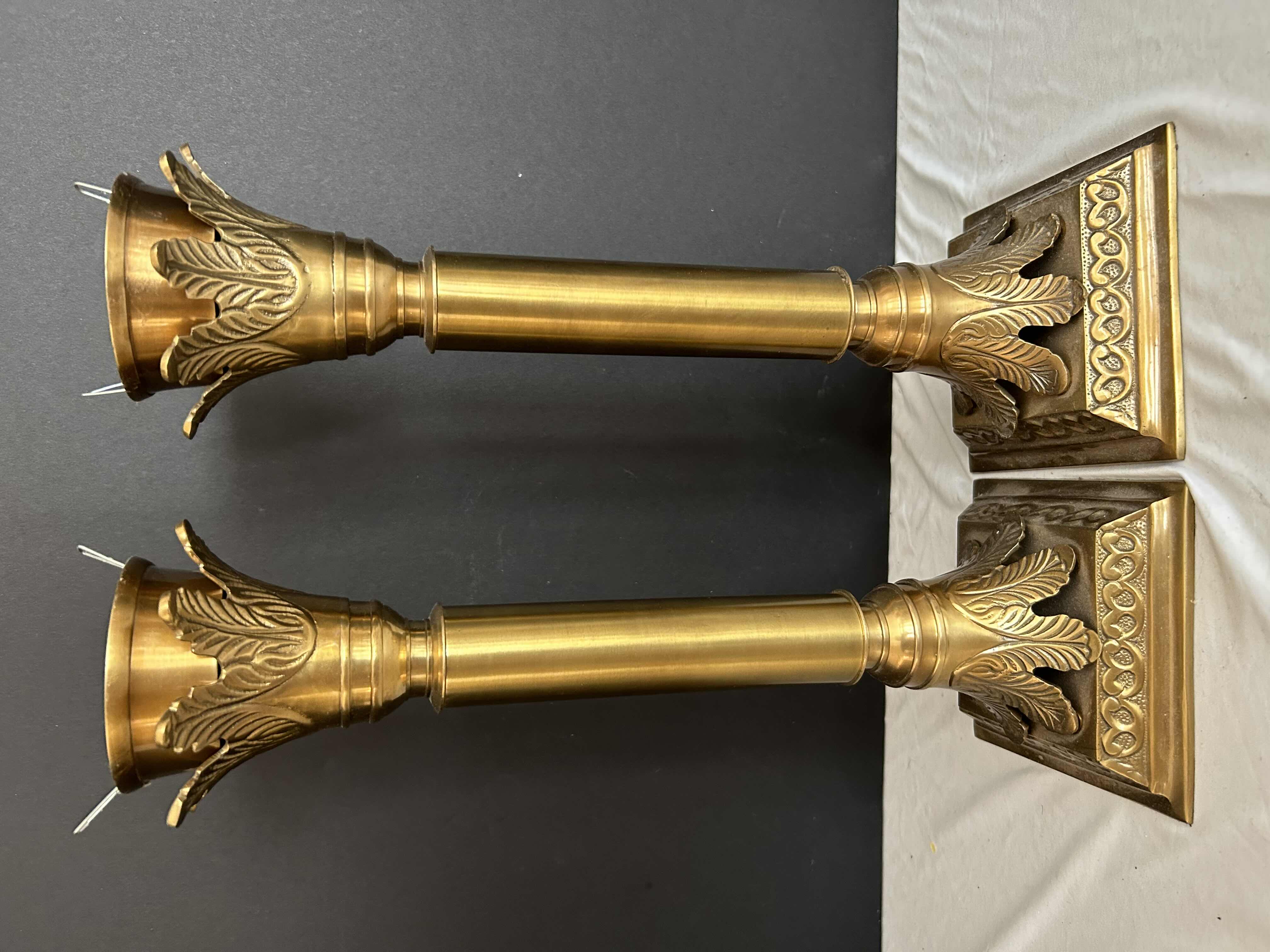 Photo 1 of 2-BRONZE BRASS CANDLE STICK HOLDERS 
