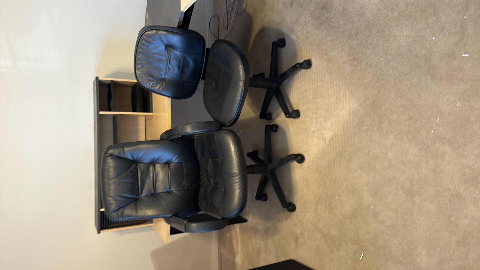 Photo 1 of 2 BLACK LEATHER ADJUSTABLE OFFICE CHAIRS