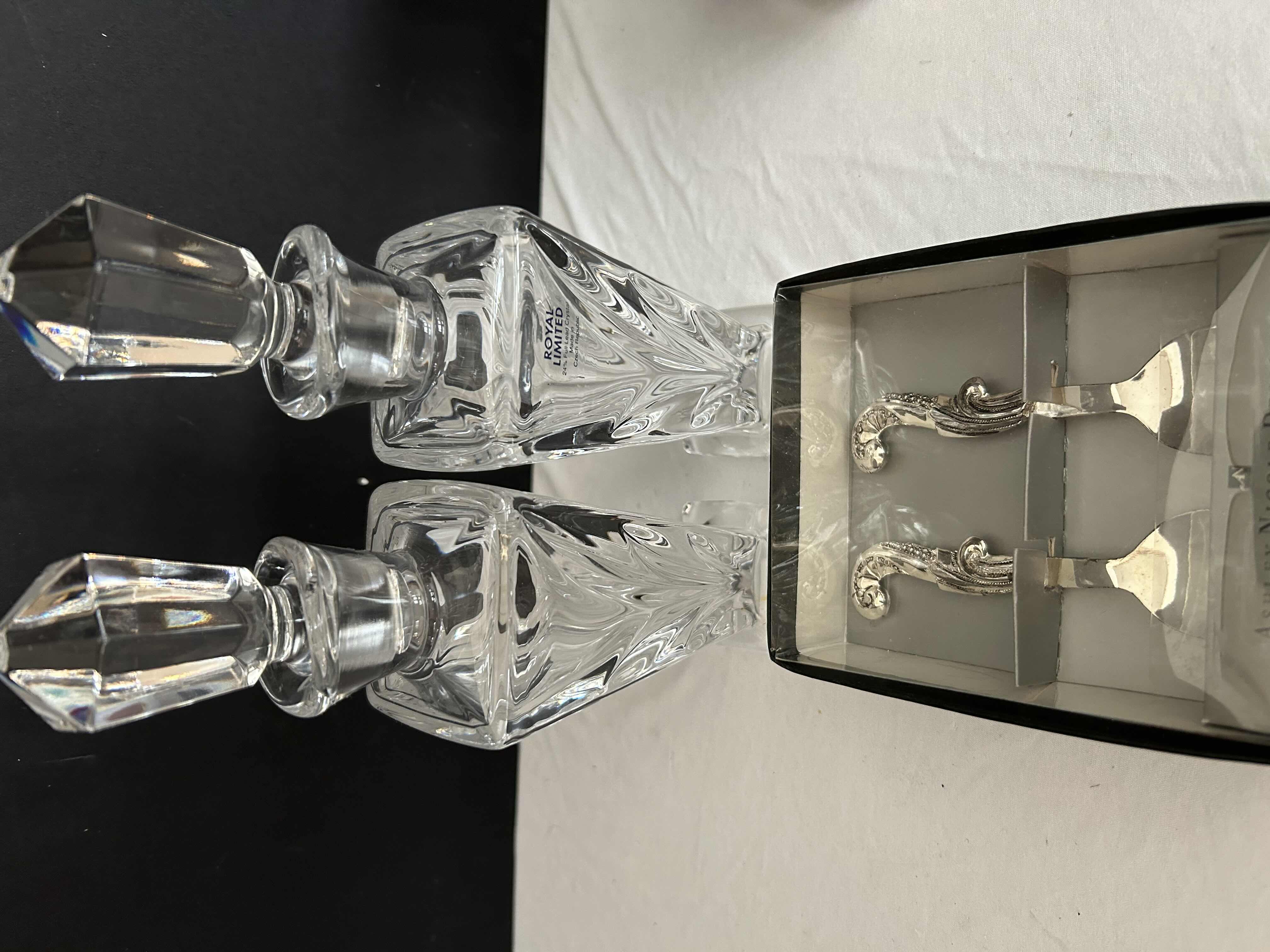 Photo 3 of CRYSTAL OIL & VINEGAR SET & SET OF 2 DECORATIVE SERVICE SPOONS 
$30.00