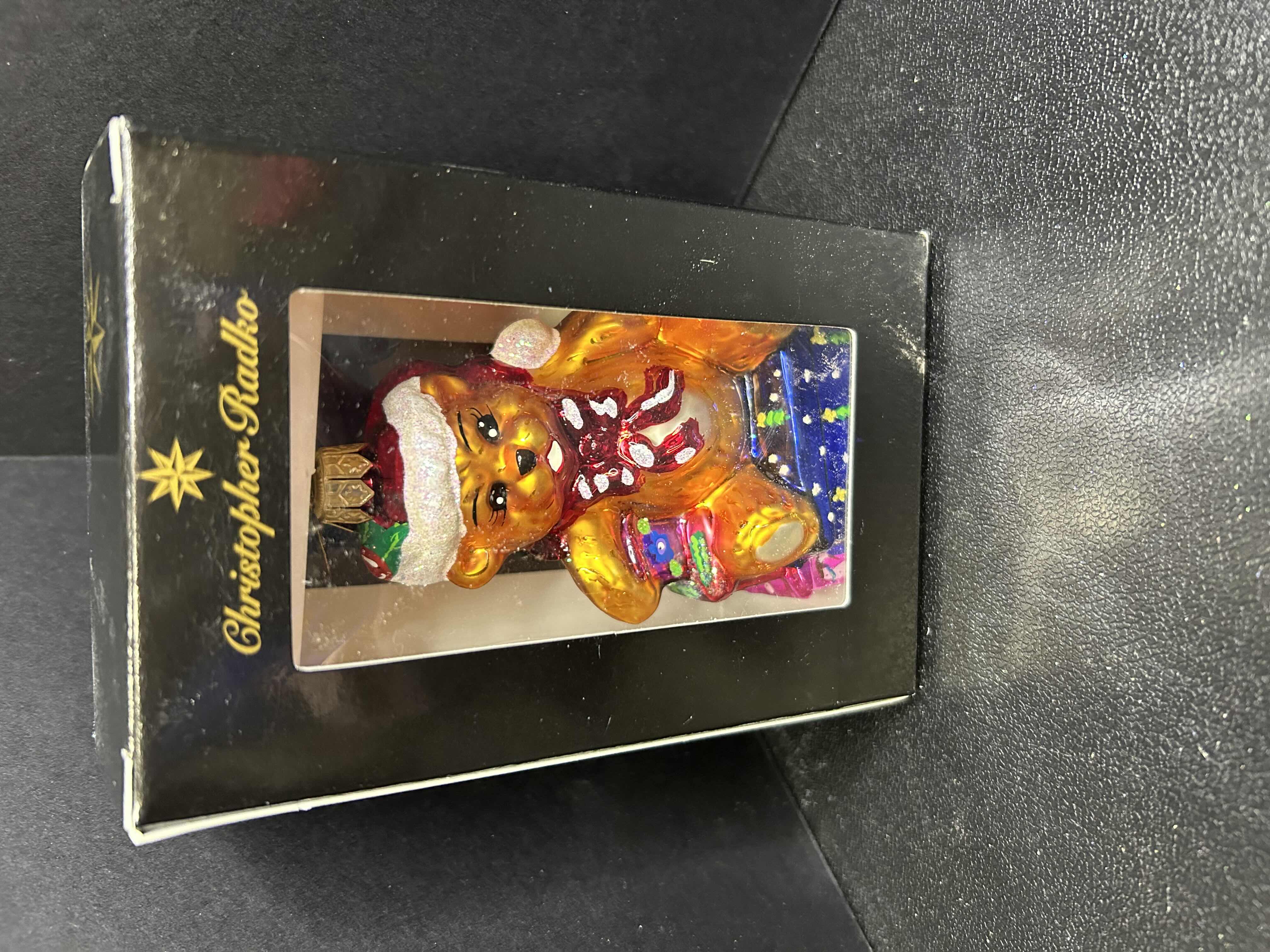 Photo 2 of NIB CHRISTOPHER RADKO "TEDDYS SURPRISE" GLASS CHRISTMAS ORNAMENT

