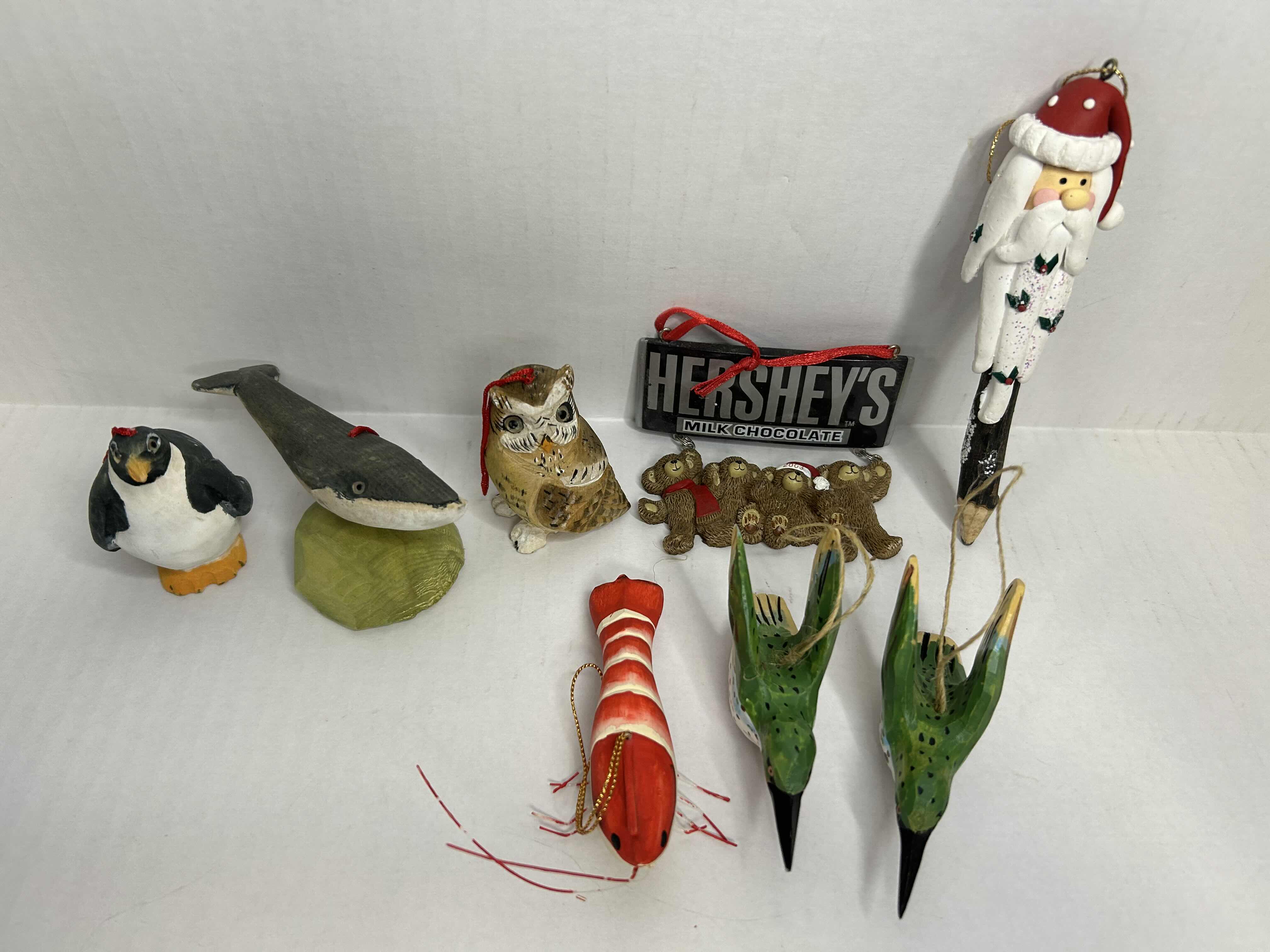 Photo 1 of 8- CHRISTMAS ORNAMENTS, ASSORTED WOODEN DECORATIONS