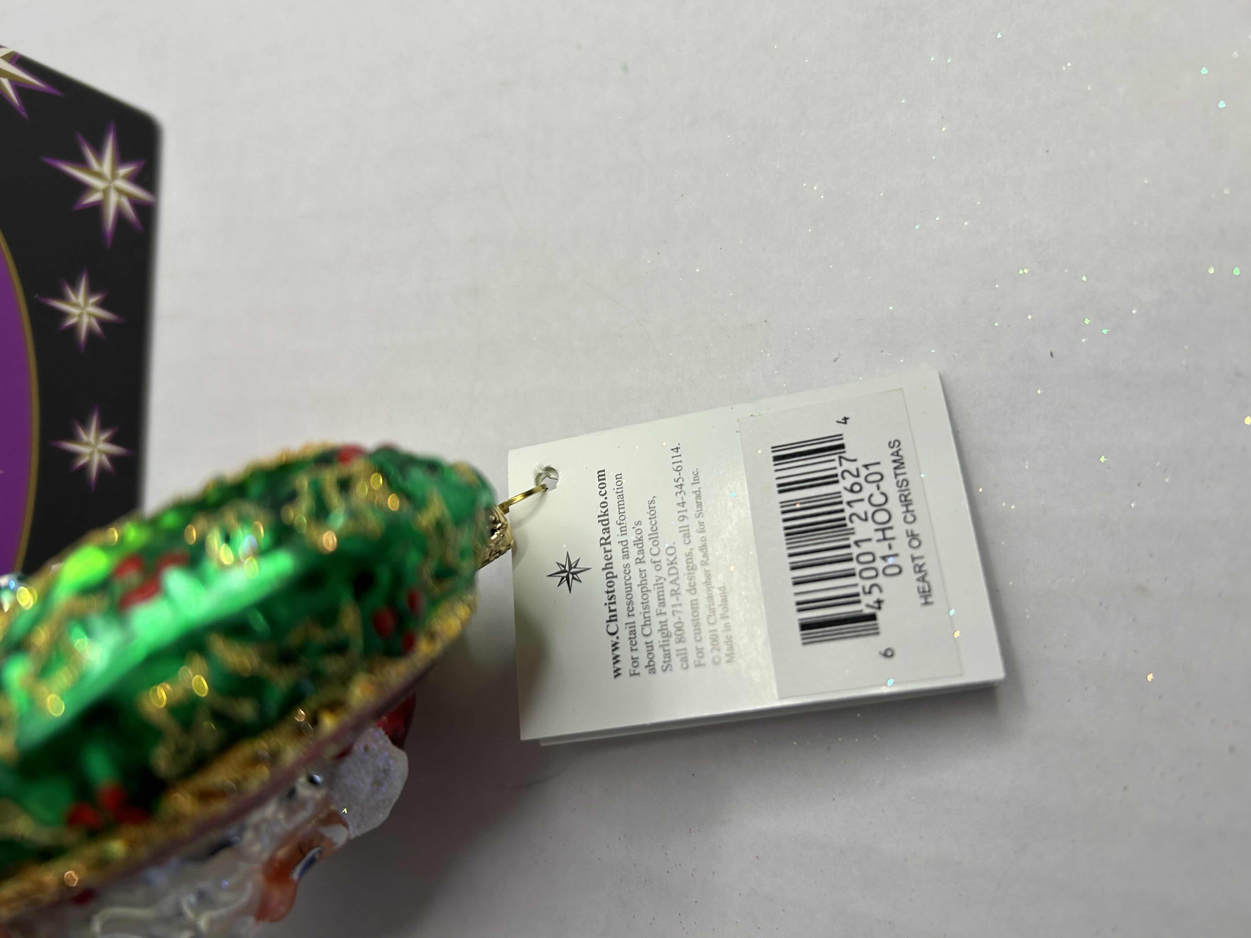 Photo 4 of NIB CHRISTOPHER RADKO "HEART OF CHRISTMAS" GLASS ORNAMENT 

