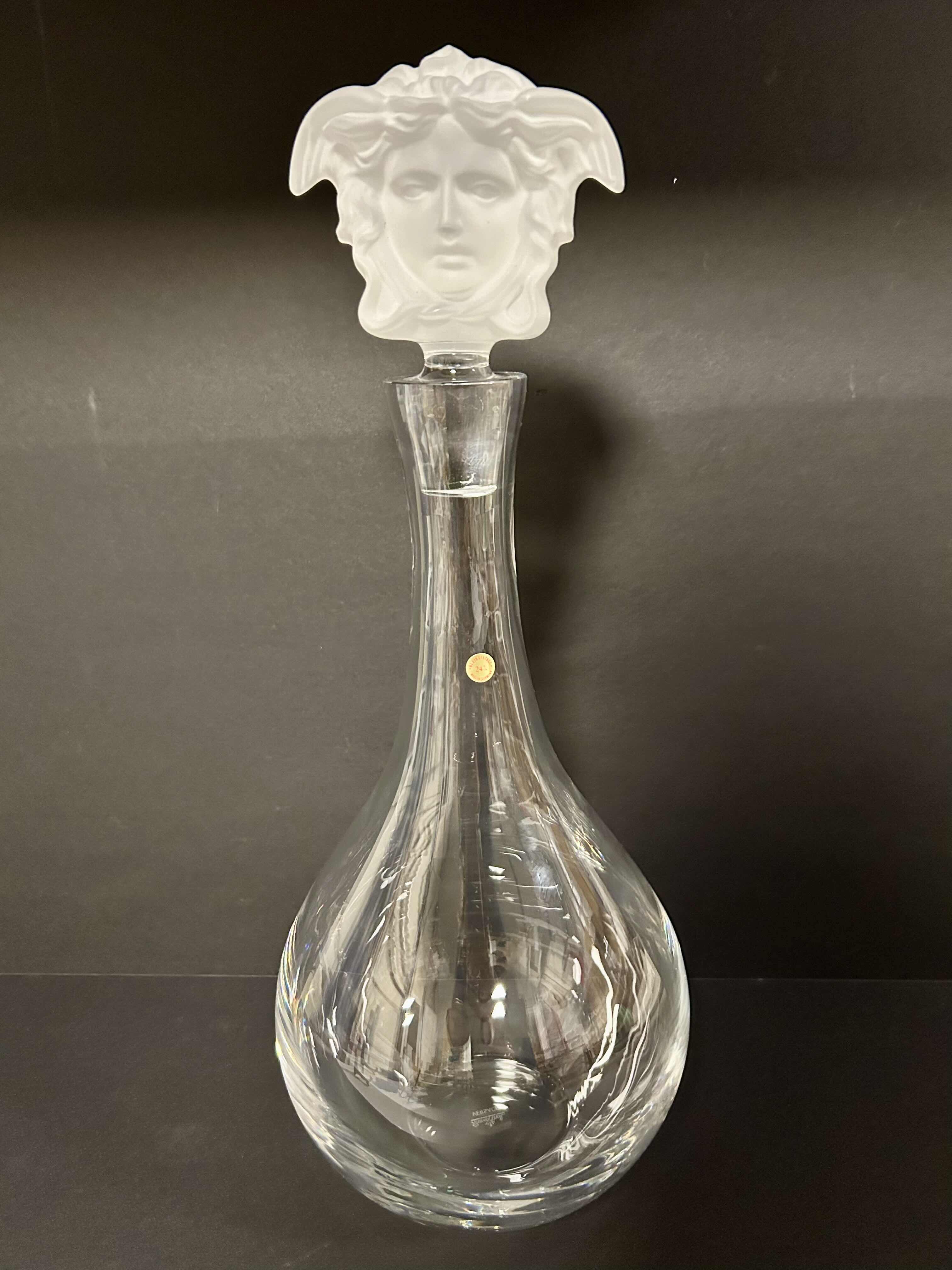 Photo 1 of NIB RARE VERSACE-MEDUSA LUMIÈRE CRYSTAL WINE DECANTER. 24"
