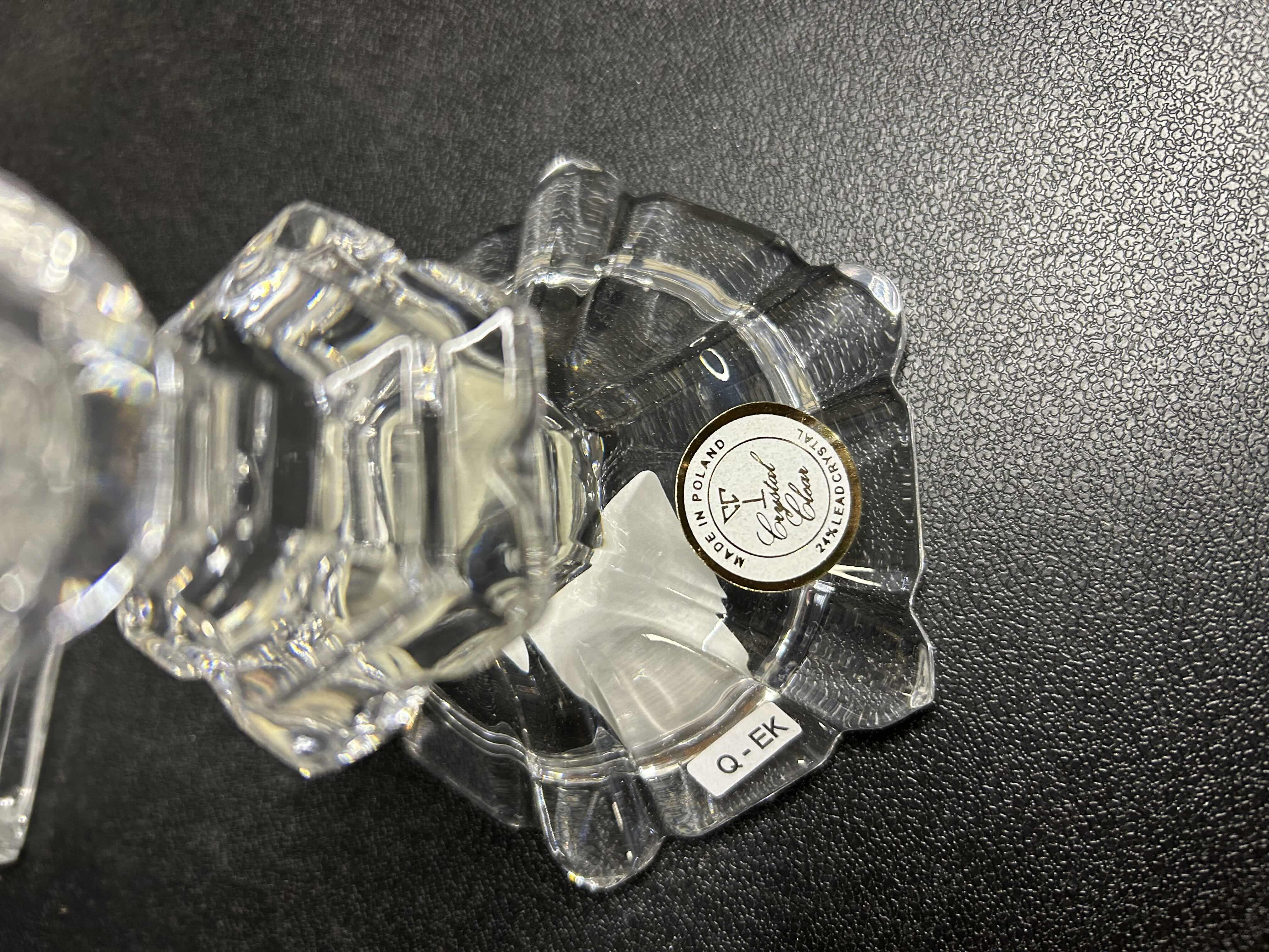 Photo 2 of 5- AUTHENTIC "CRYSTAL CLEAR" BRAND CANDLE STICK HOLDERS IN VARIOUS SIZES.  CERTIFICATION STICKERS ATTACHED, MADE IN POLAND