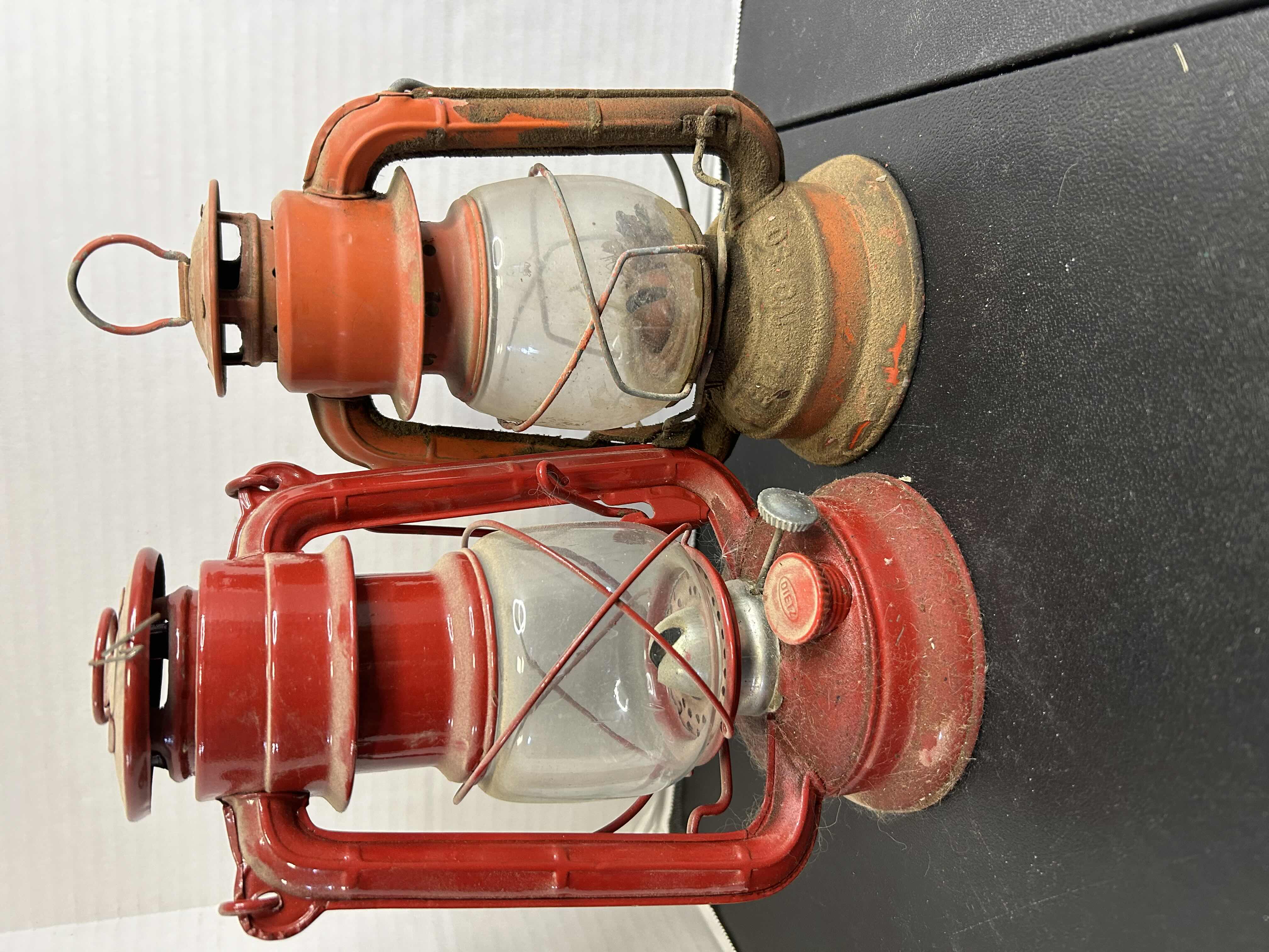 Photo 1 of 2-VINTAGE KEROSENE LAMPS. 12"H AND 13"H.

