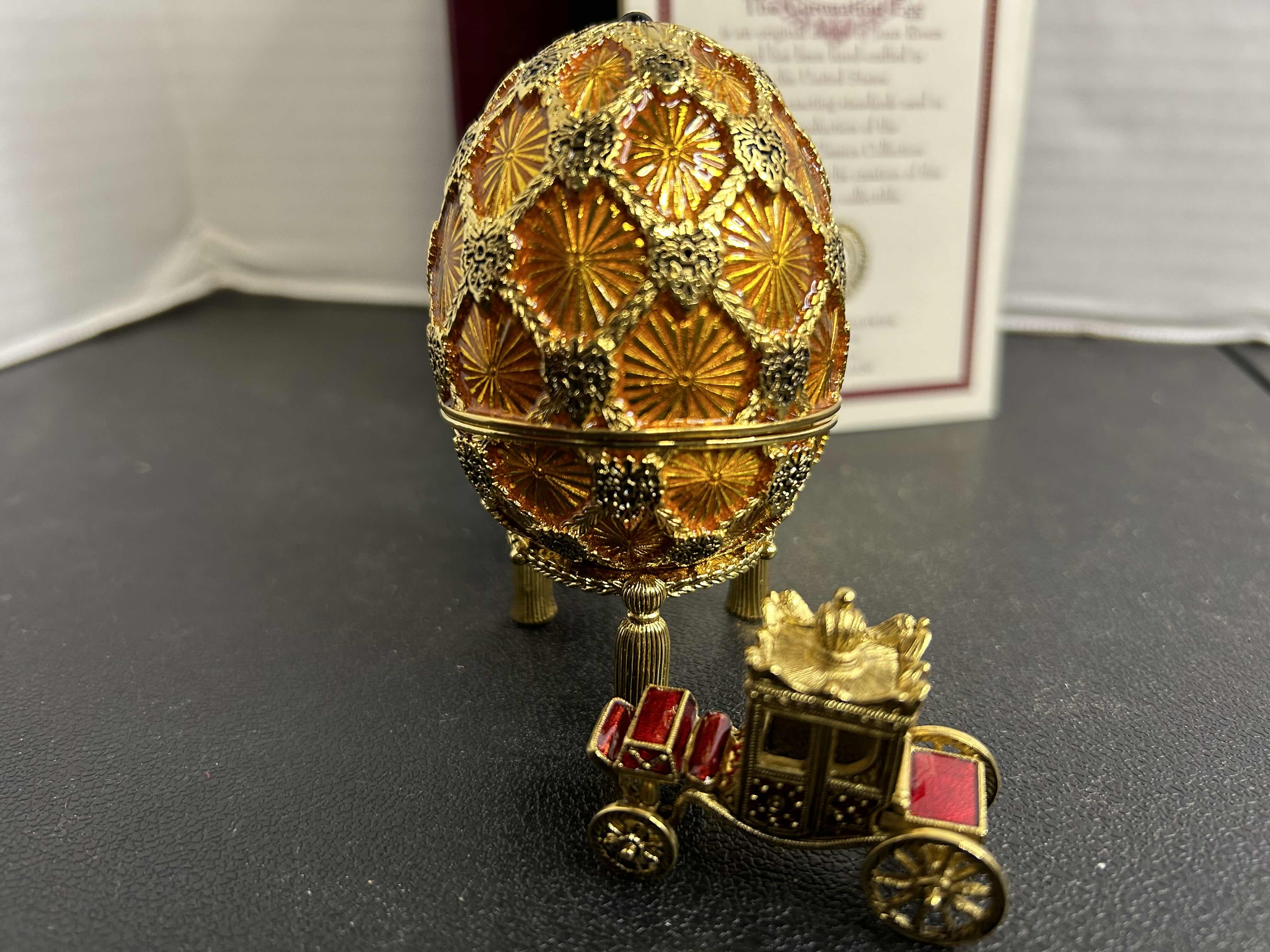 Photo 2 of NIB JOAN RIVERS FABERGE STYLE CORONATION EGG . WITH CERTIFICATE OF AUTHENTICITY. HOME DECOR.

