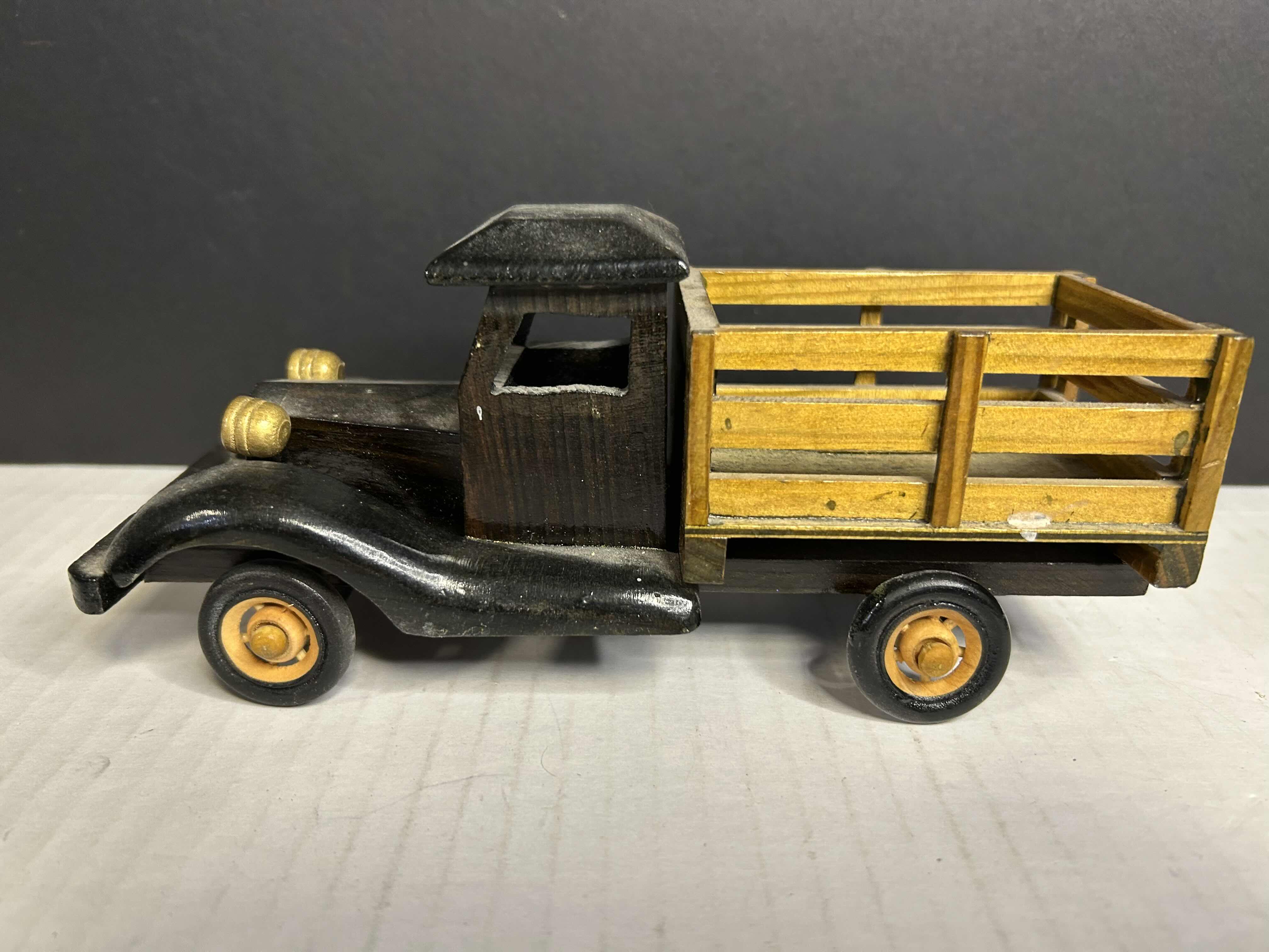 Photo 3 of 2 VINTAGE MINIATURE WOODEN TRUCKS 

