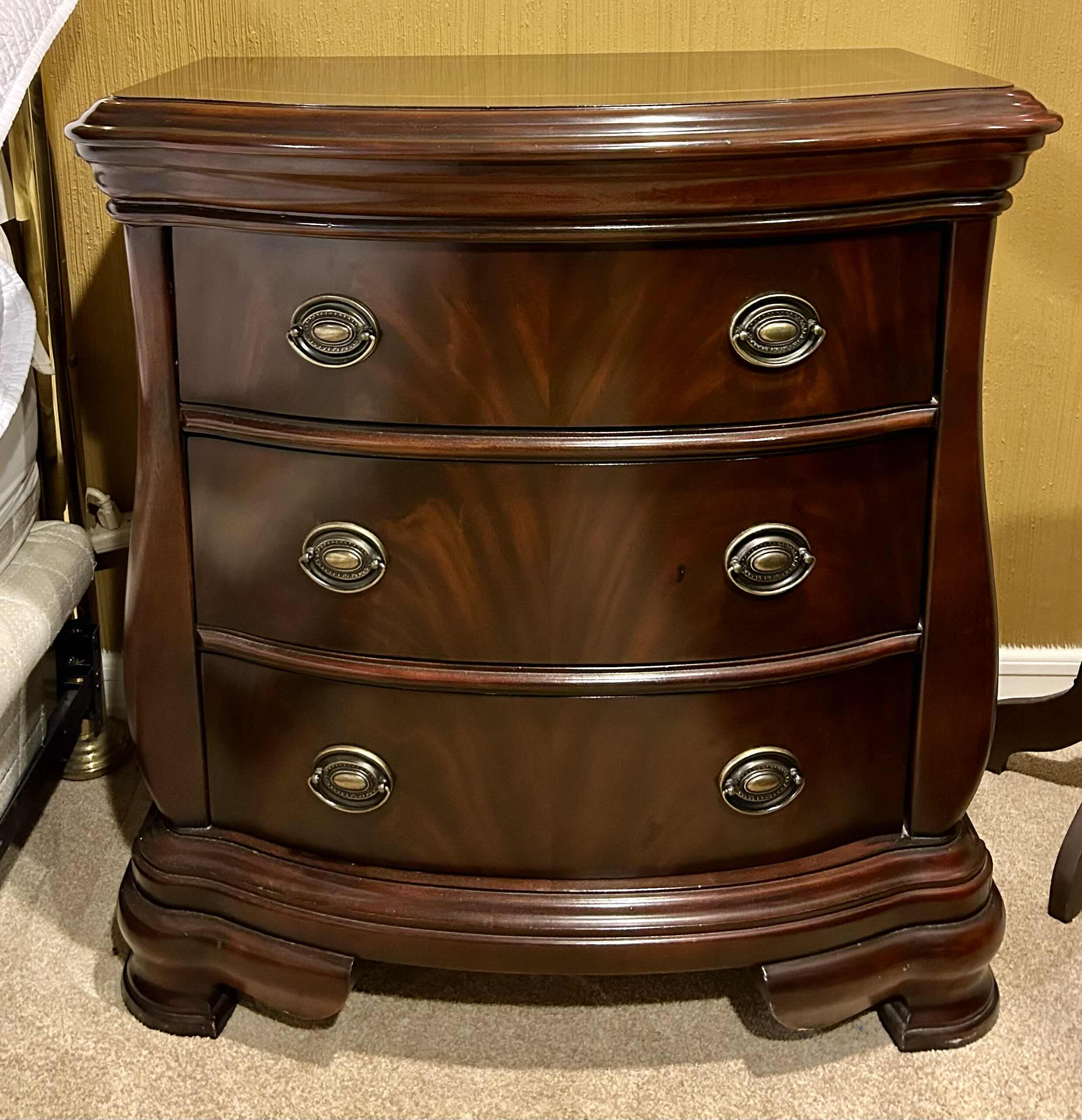 Photo 1 of DARK WOOD WITH MAHOGANY INLAY, QUEEN STYLE NIGHT STAND