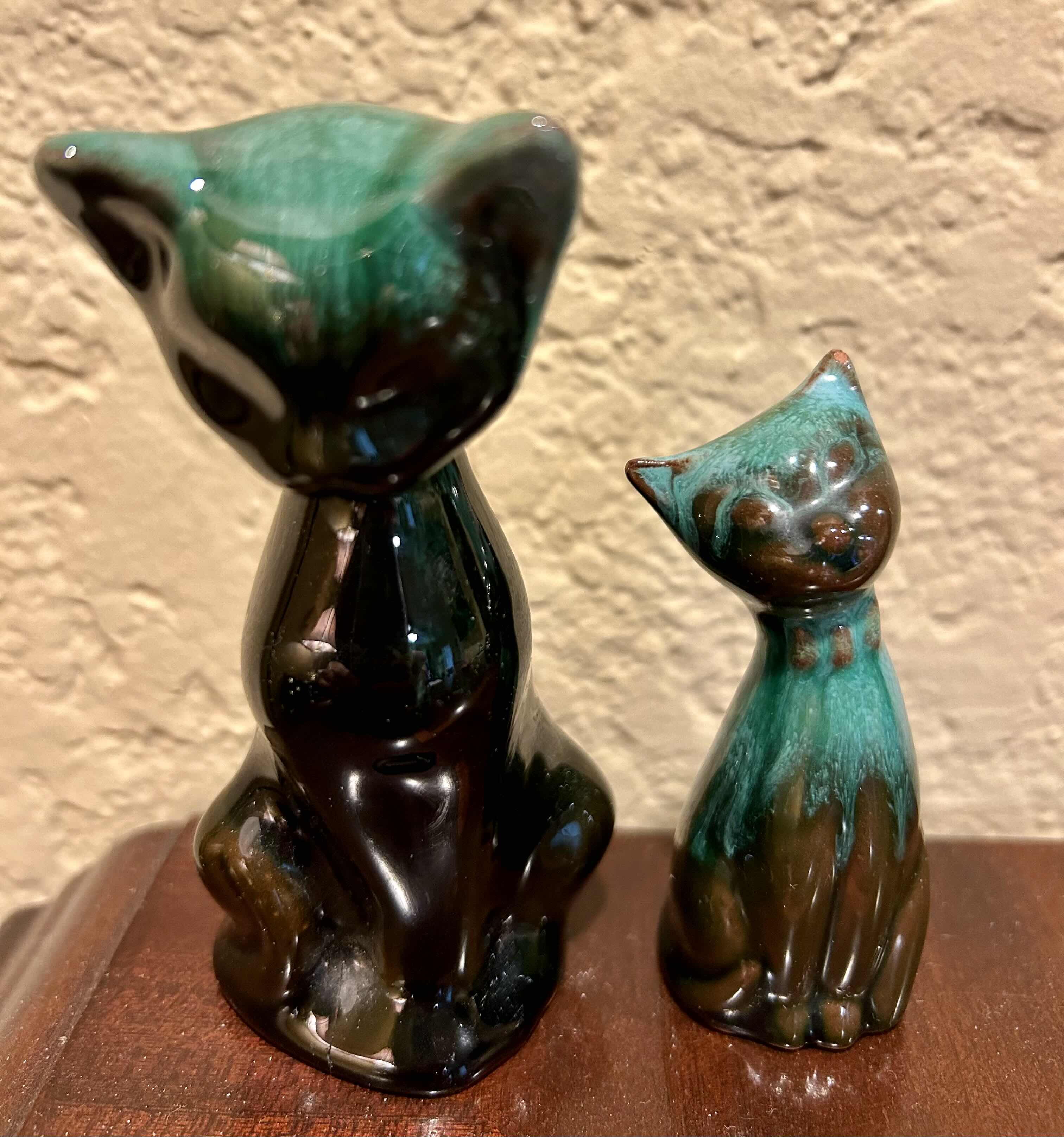 Photo 1 of VINTAGE ART POTTERY WITH GREEN GLAZE 
H 5” & H 3”