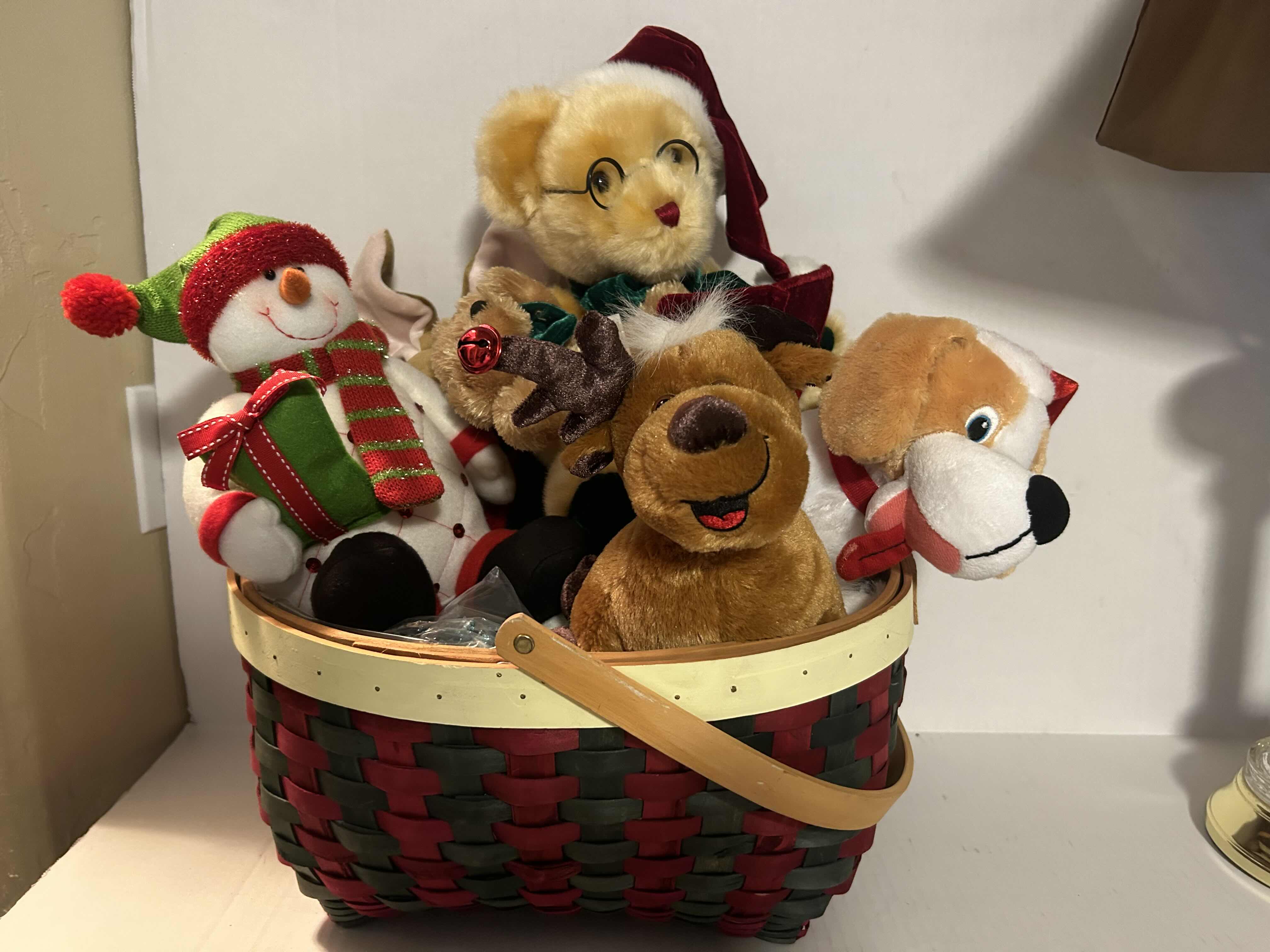 Photo 1 of LARGE BASKET OF HOLIDAY STUFFED ANIMALS