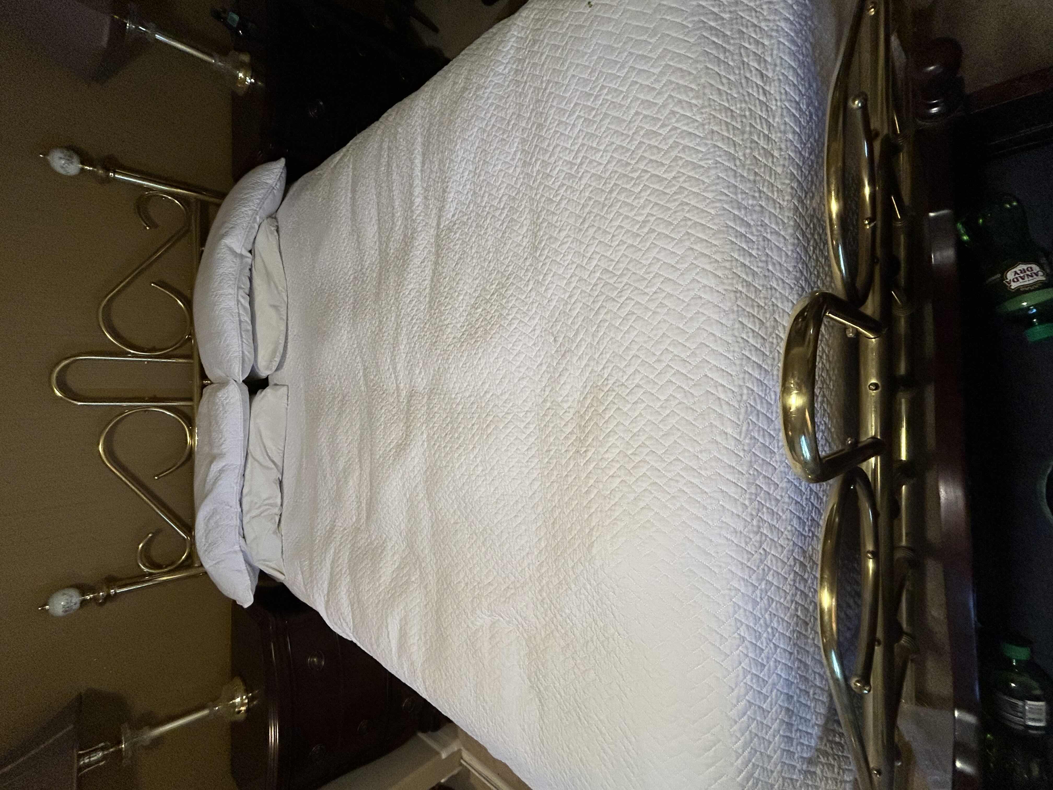 Photo 1 of BRASS W PORCELAIN ENDS QUEEN BED FRAME (MATTRESS NOT INCLUDED)