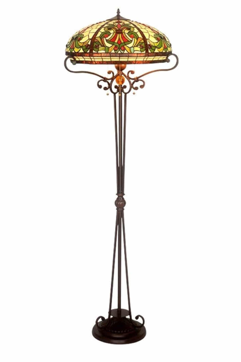 Photo 1 of TIFFANY STYLE HARD RESIN FREE STANDING LAMP W HEAVY METAL BASE H 66”

