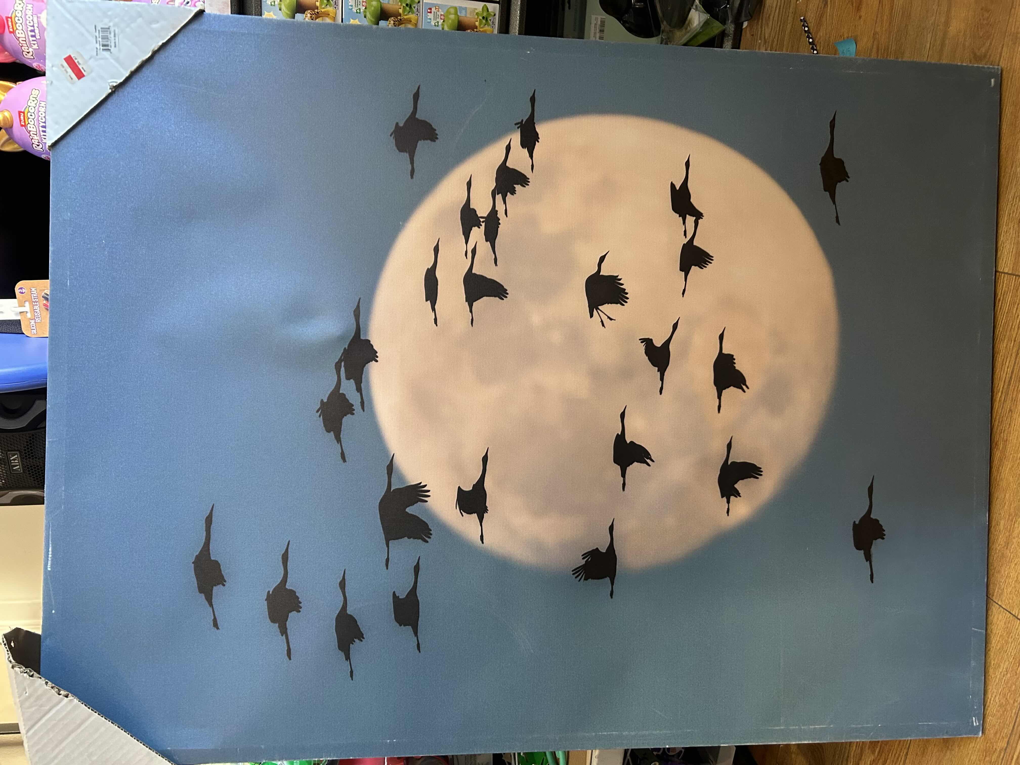 Photo 1 of BRAND NEW CANVAS ARTWORK: SANDHILLS CRANES FLYING AGAINST MOON 30” X H40”