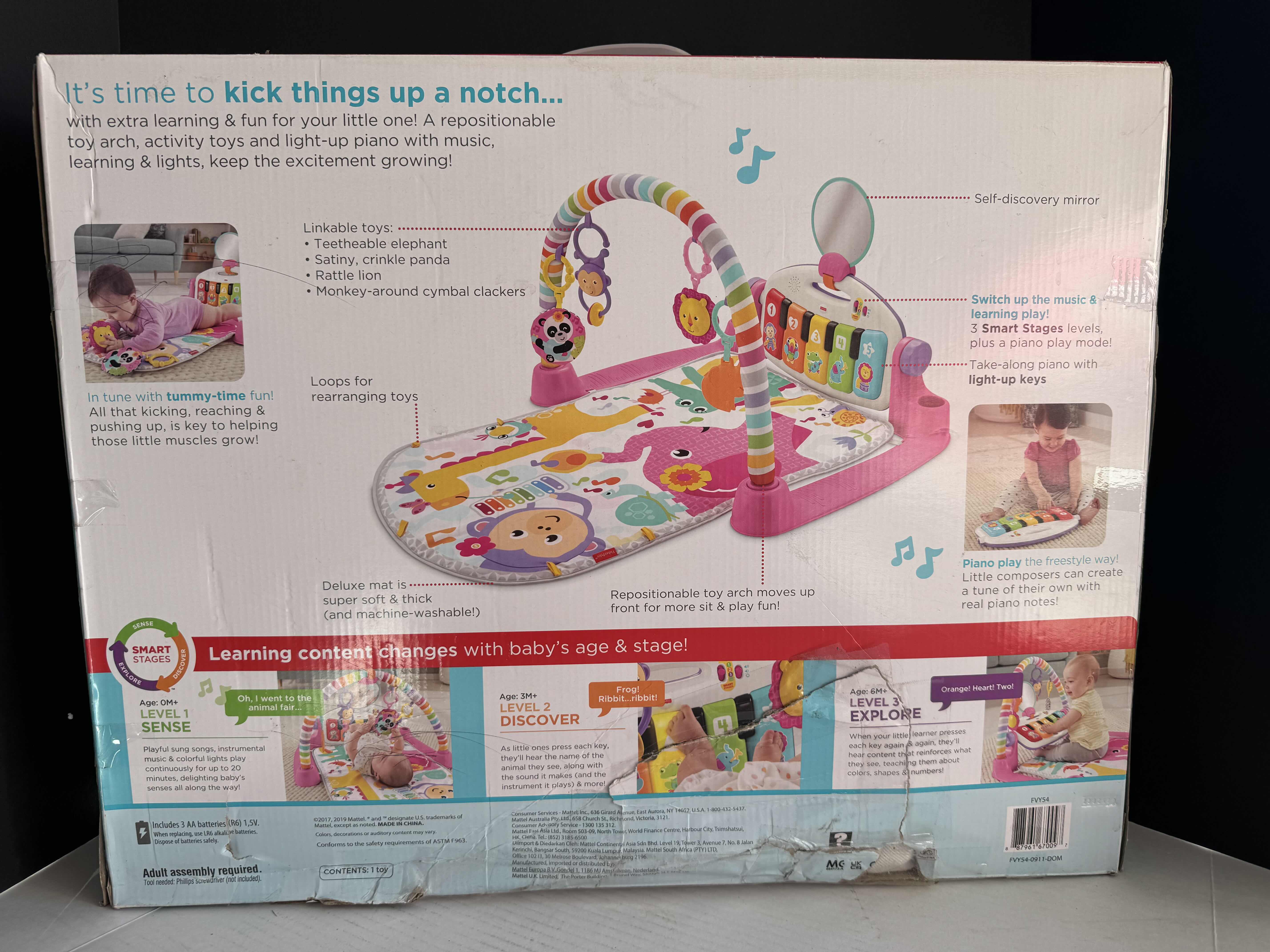 Photo 4 of FISHER-PRICE BABY PLAYMAT DELUXE KICK & PLAY PIANO GYM - PINK