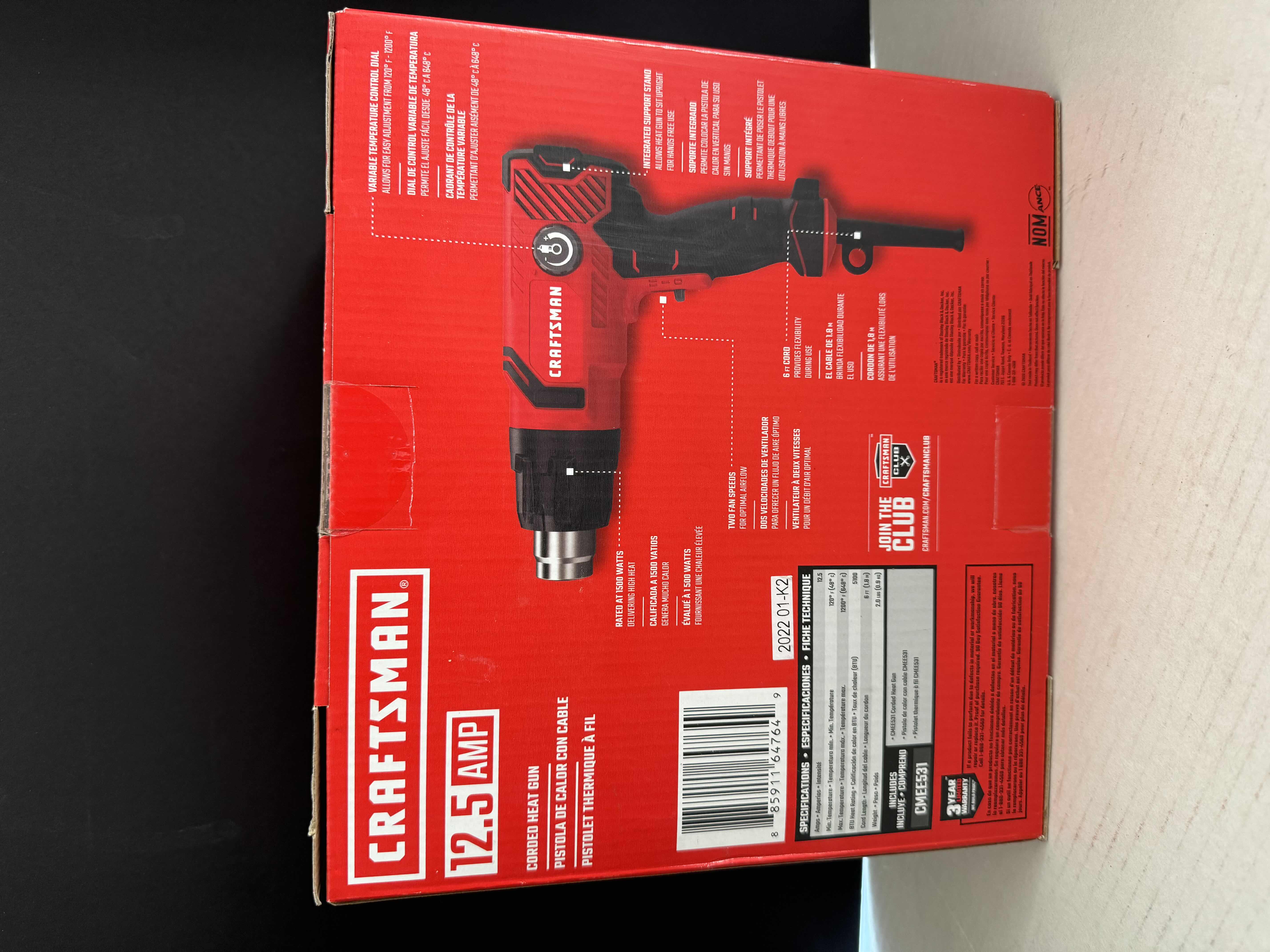 Photo 2 of BRAND NEW CRAFTSMAN 12.5 AMP CORDED HEAT GUN