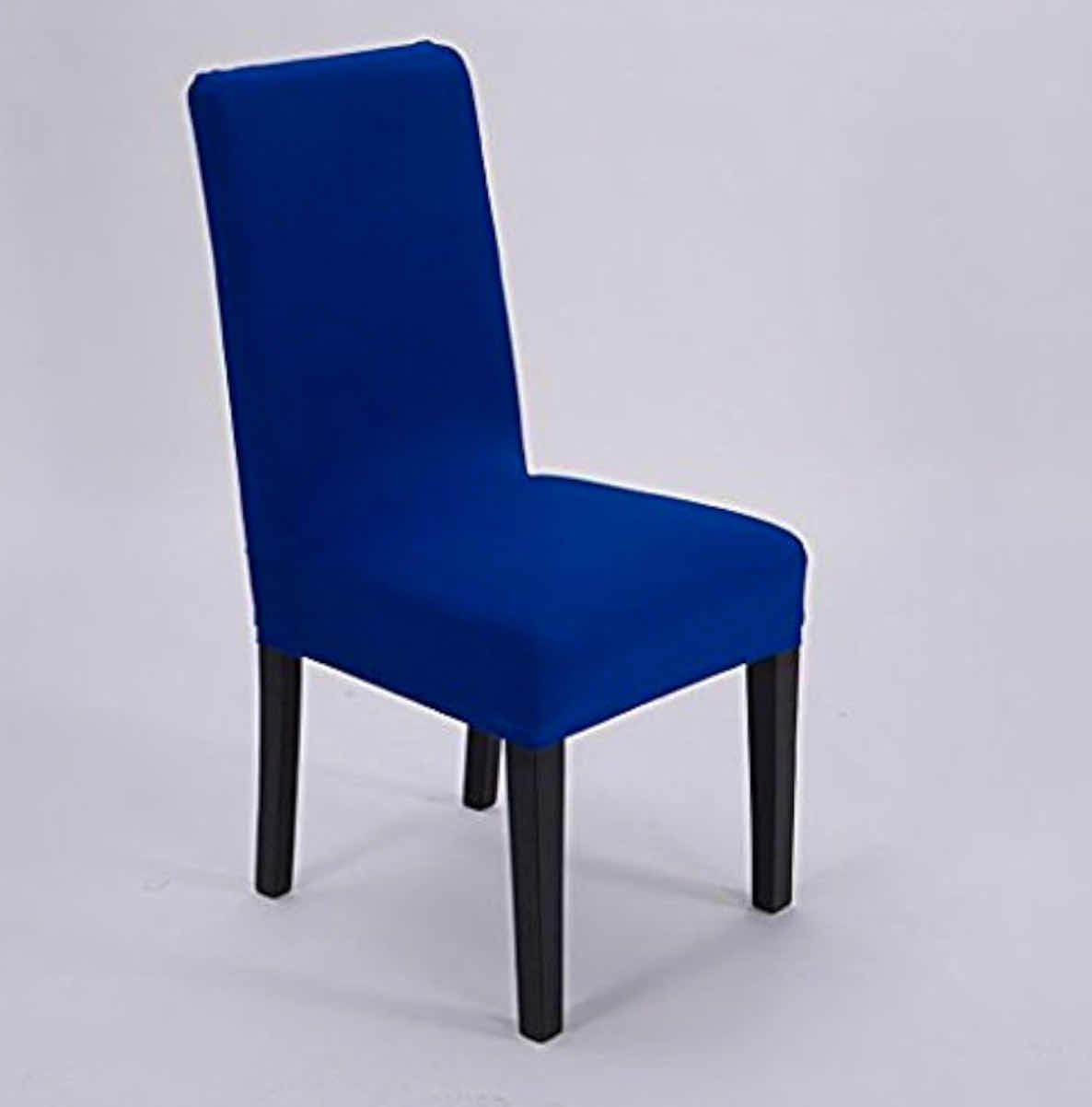 Photo 1 of 12-BRAND NEW BLUE SPANDEX FABRIC STRETCH REMOVABLE WASHABLE DINING ROOM CHAIR COVER PROTECTOR SEAT SLIPCOVERS