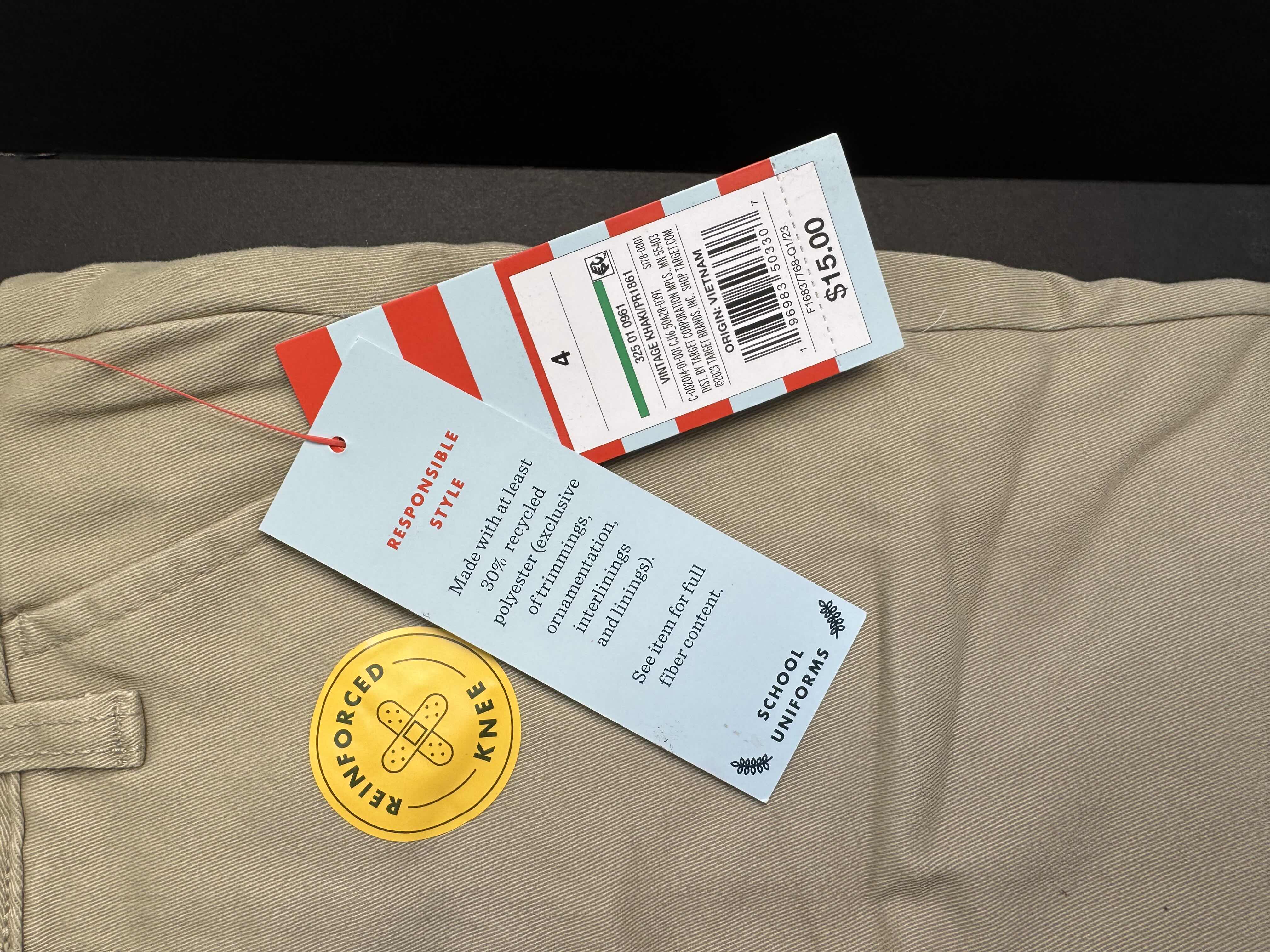 Photo 2 of 3-BRAND NEW PAIRS OF CAT & JACK KHAKI SCHOOL UNIFORM PANTS SIZE 4