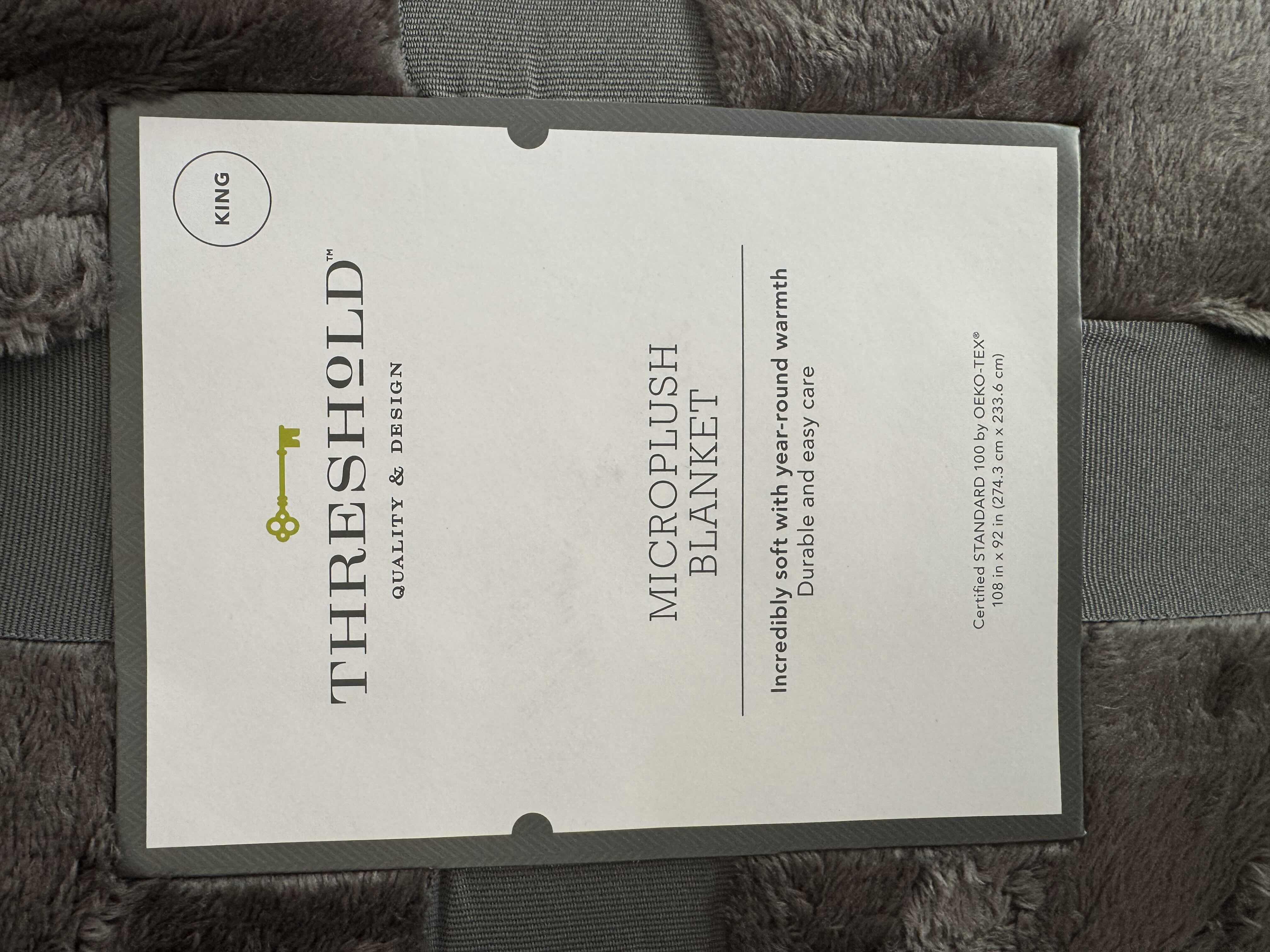 Photo 2 of BRAND NEW THRESHOLD QUALITY & DESIGN MICROPLUSH BLANKET GREY - KING SIZE