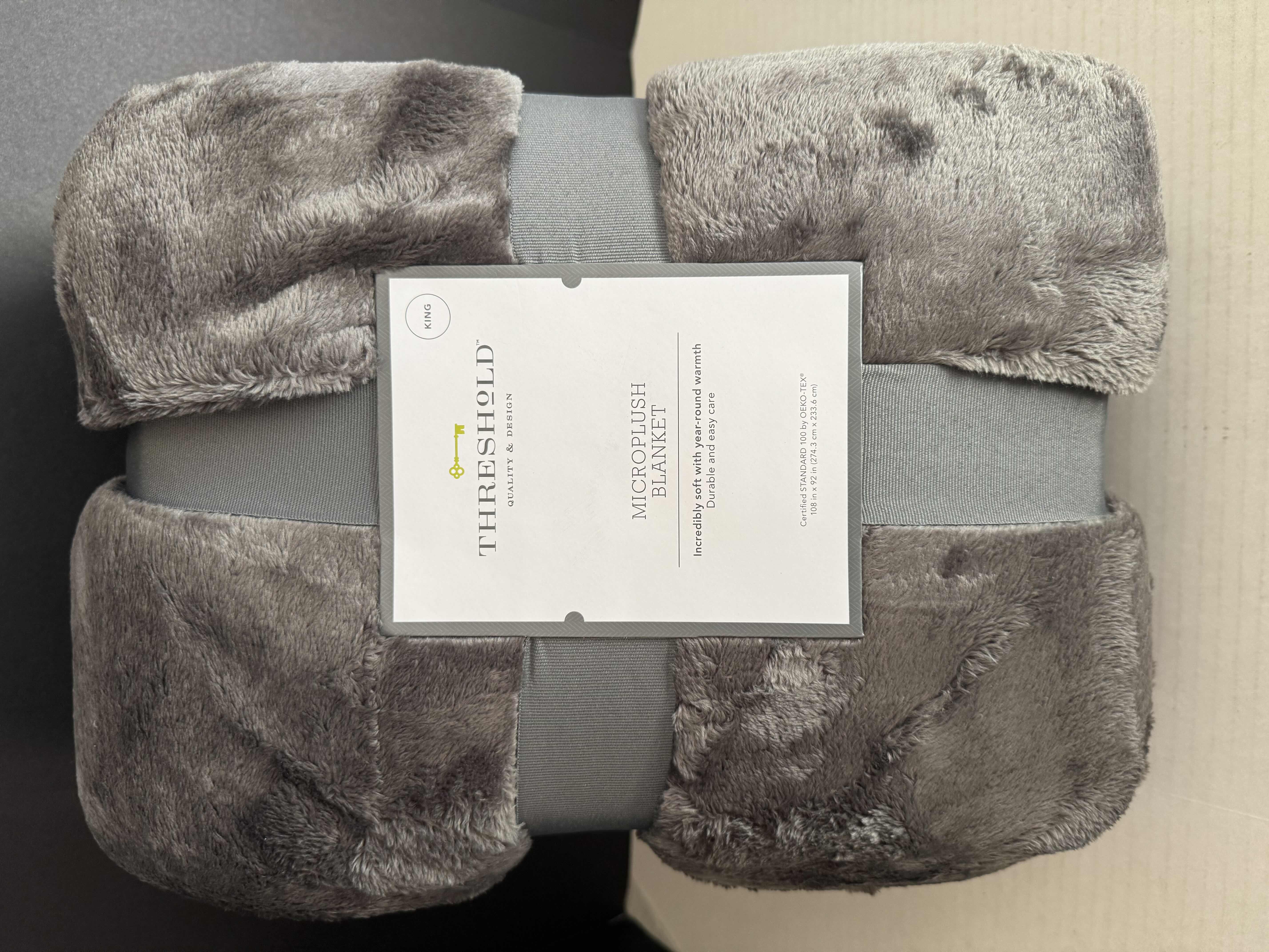 Photo 1 of BRAND NEW THRESHOLD QUALITY & DESIGN MICROPLUSH BLANKET GREY - KING SIZE