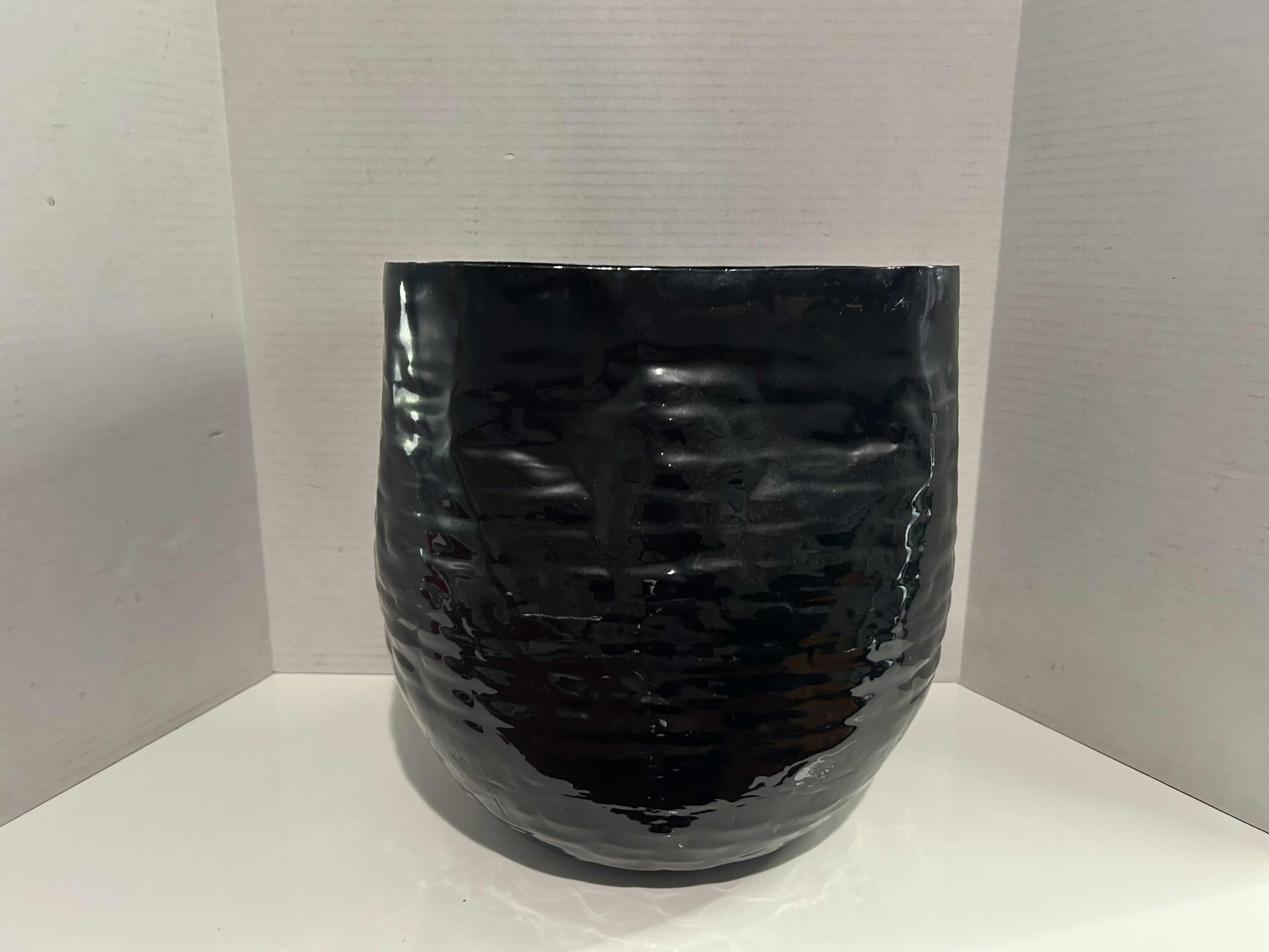 Photo 1 of 12” BLACK HAMMERED METAL WASTE BASKET