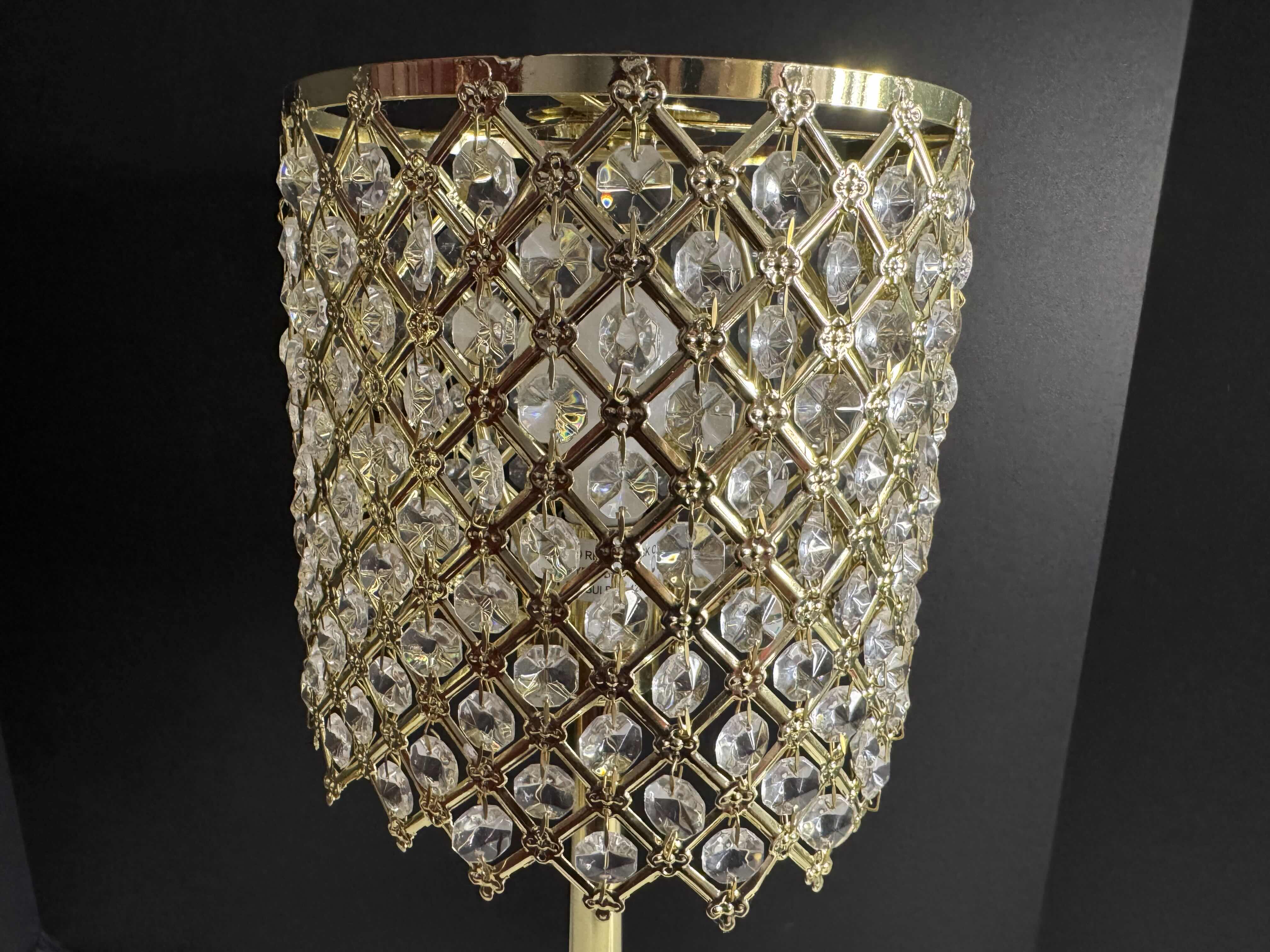 Photo 2 of 19” CRYSTAL & GOLD CHANDELIER LAMP