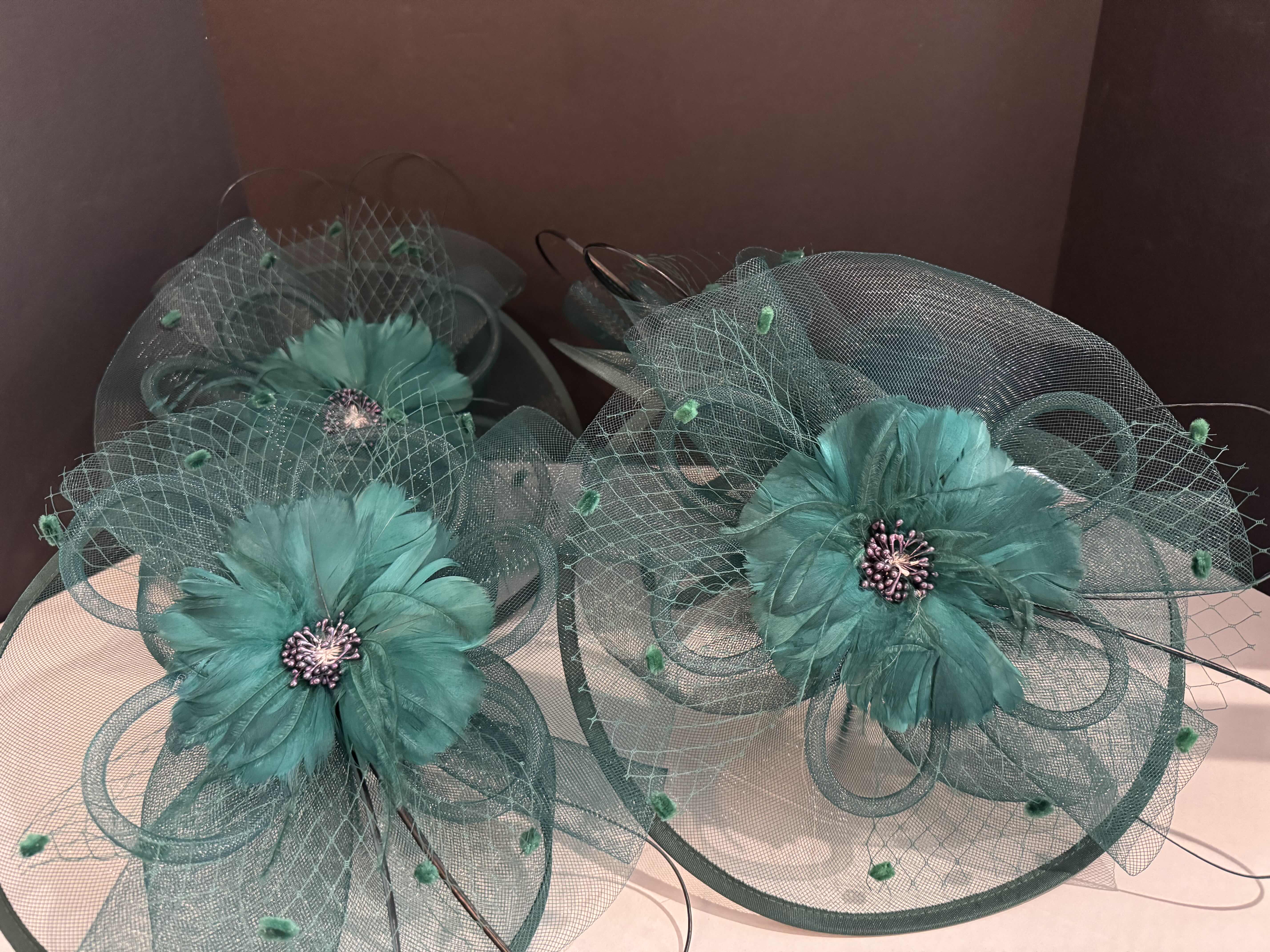 Photo 2 of 4 MATCHING EMERALD GREEN FASCINATORS