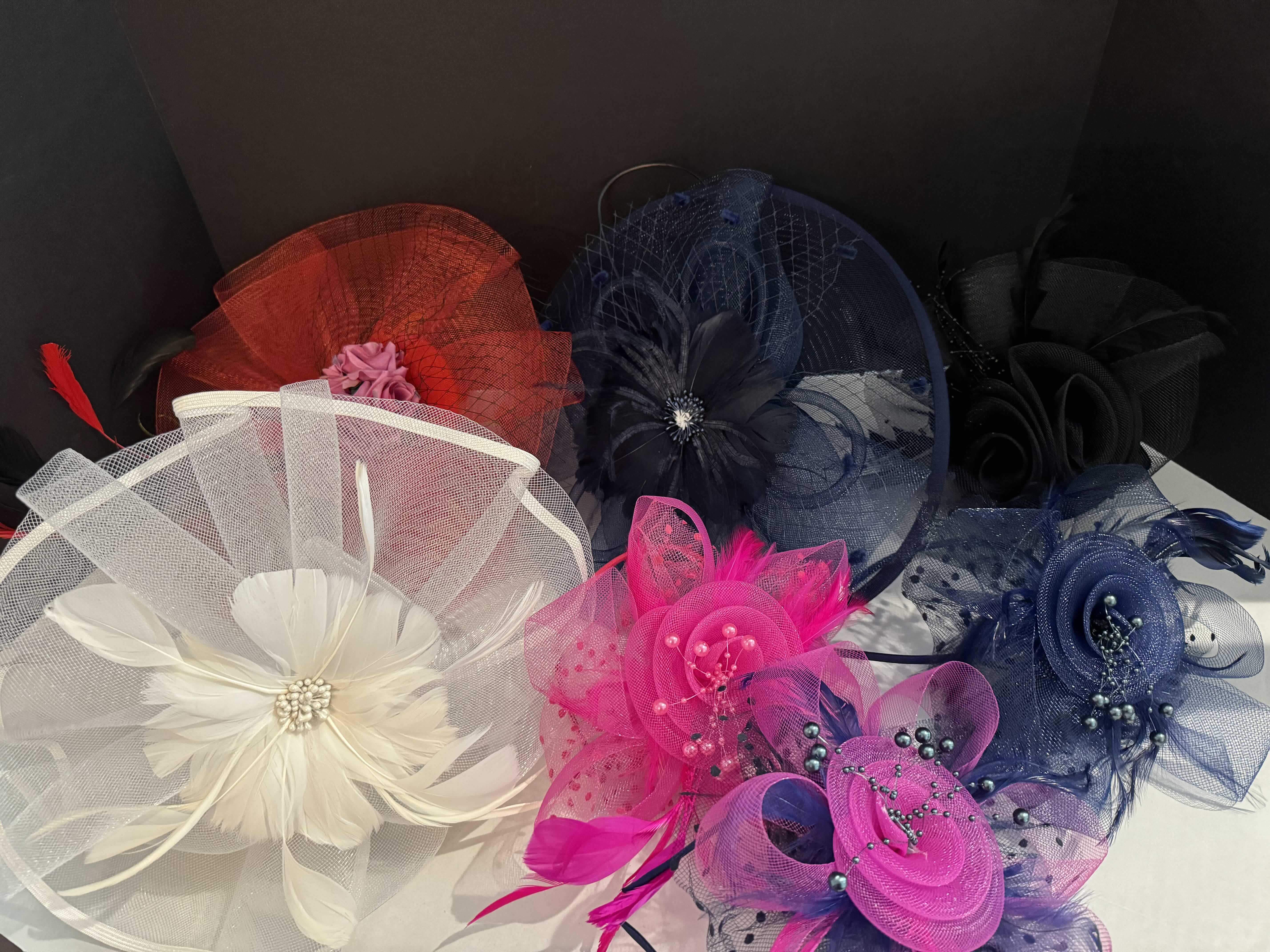 Photo 1 of 8- DERBY HATS. SEVERAL ASSORTED FASCINATORS. FASHION, PARTY WEAR.