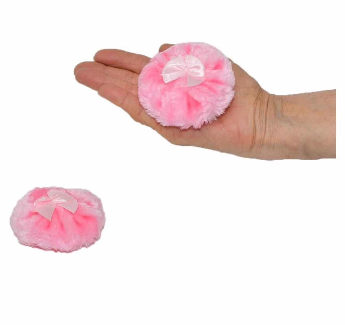 Photo 3 of 100 SETS-PINK POWDER PUFF SETS FOR MAKEUP OR CRAFTING. WITH PINK BOW. (1 CASE) 