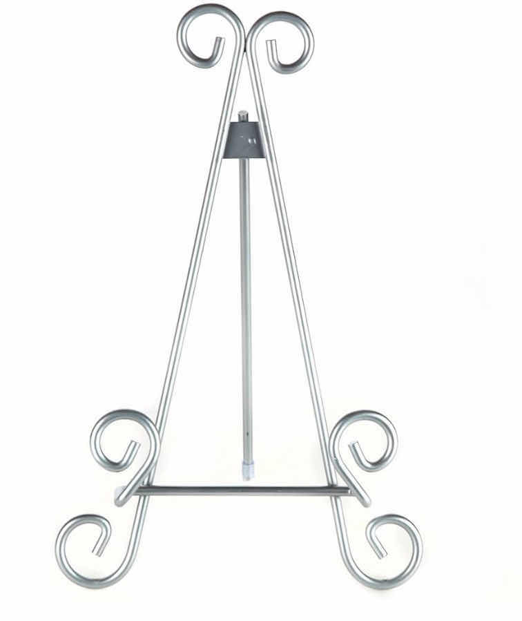 Photo 1 of 10-SILVER FINISH METAL EASEL FRAME HOLDER. PLATE OR COOK BOOK DISPLAY STAND (1 CASE)