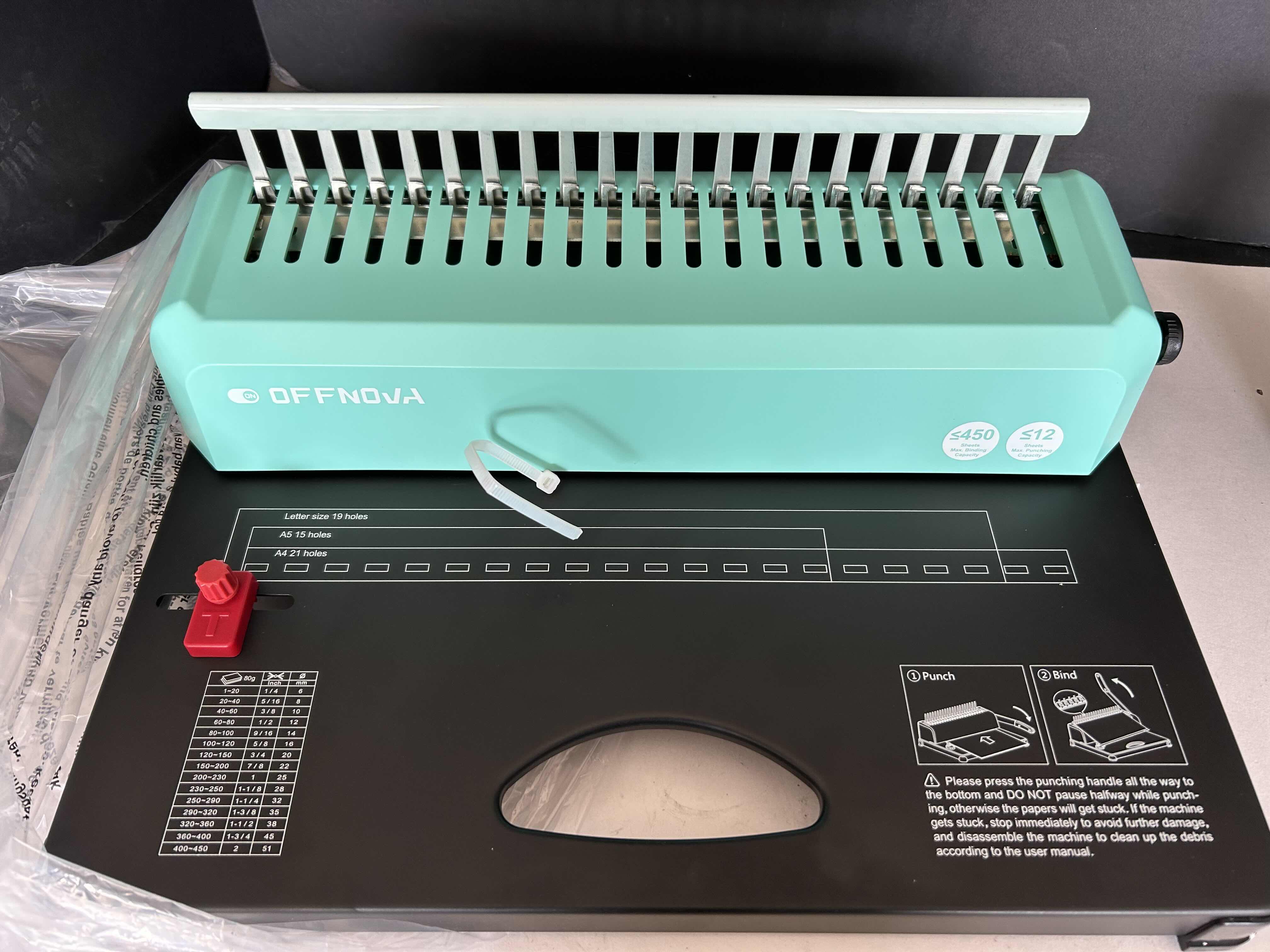 Photo 1 of BRAND NEW OFFNOVA 21-HOLES 450-SHEET COMB BINDING MACHINE