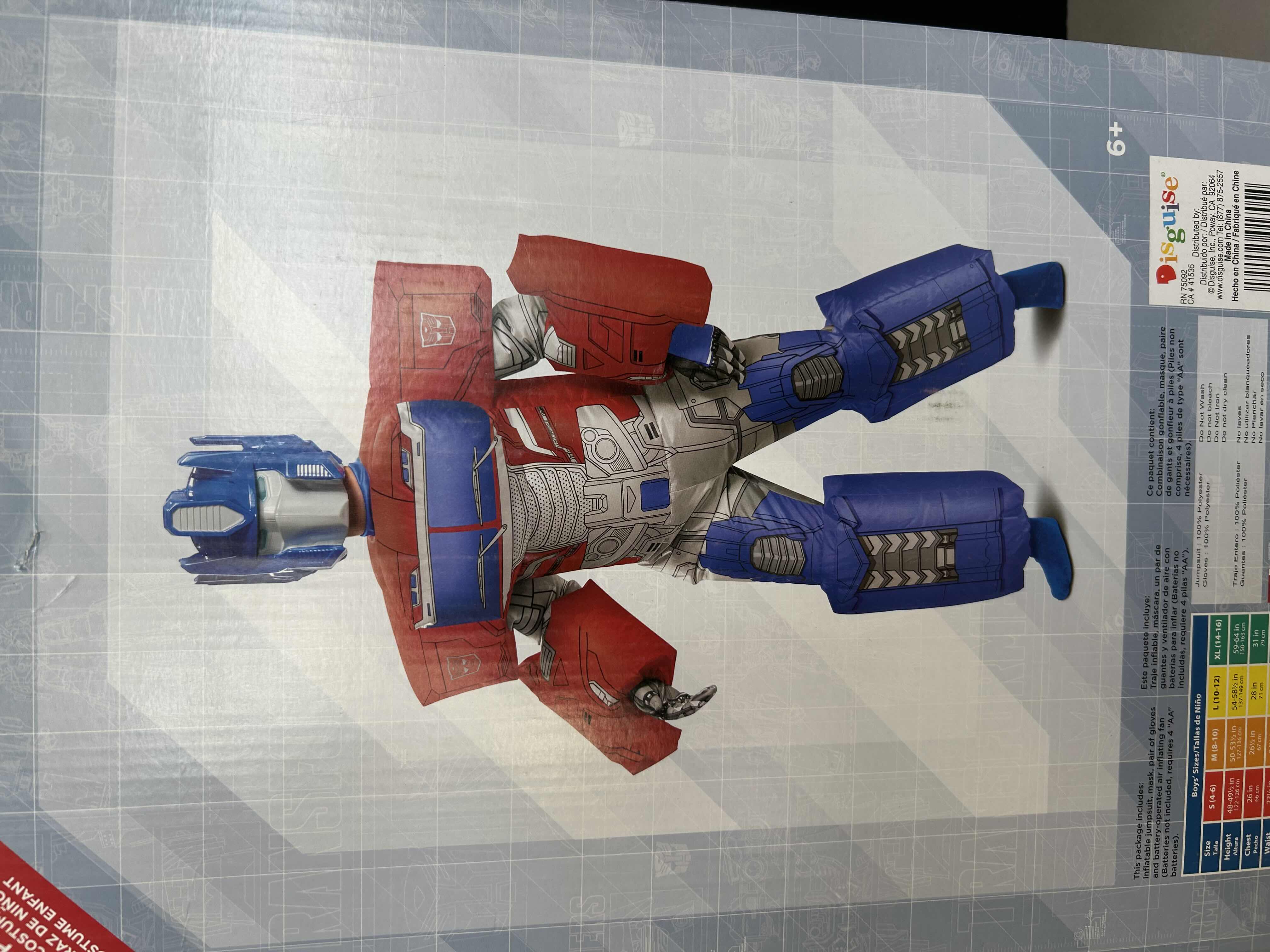 Photo 3 of BRAND NEW CHILDS INFLATABLE TRANSFORMERS OPTIMUS PRIME COSTUME