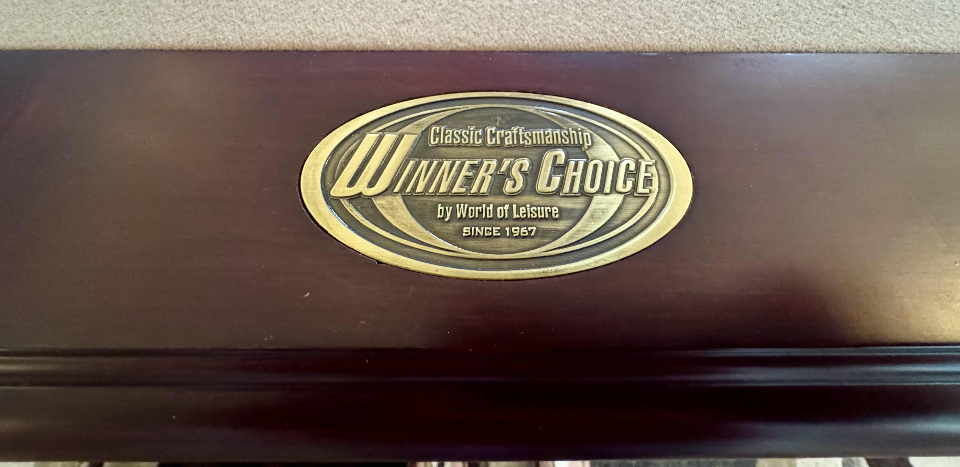 Photo 5 of CLASSIC CRAFTSMANSHIP WINNERS CHOICE BY WORLD OF LEISURE 8’ PROFESSIONAL POOL TABLE (COVER INCLUDED)