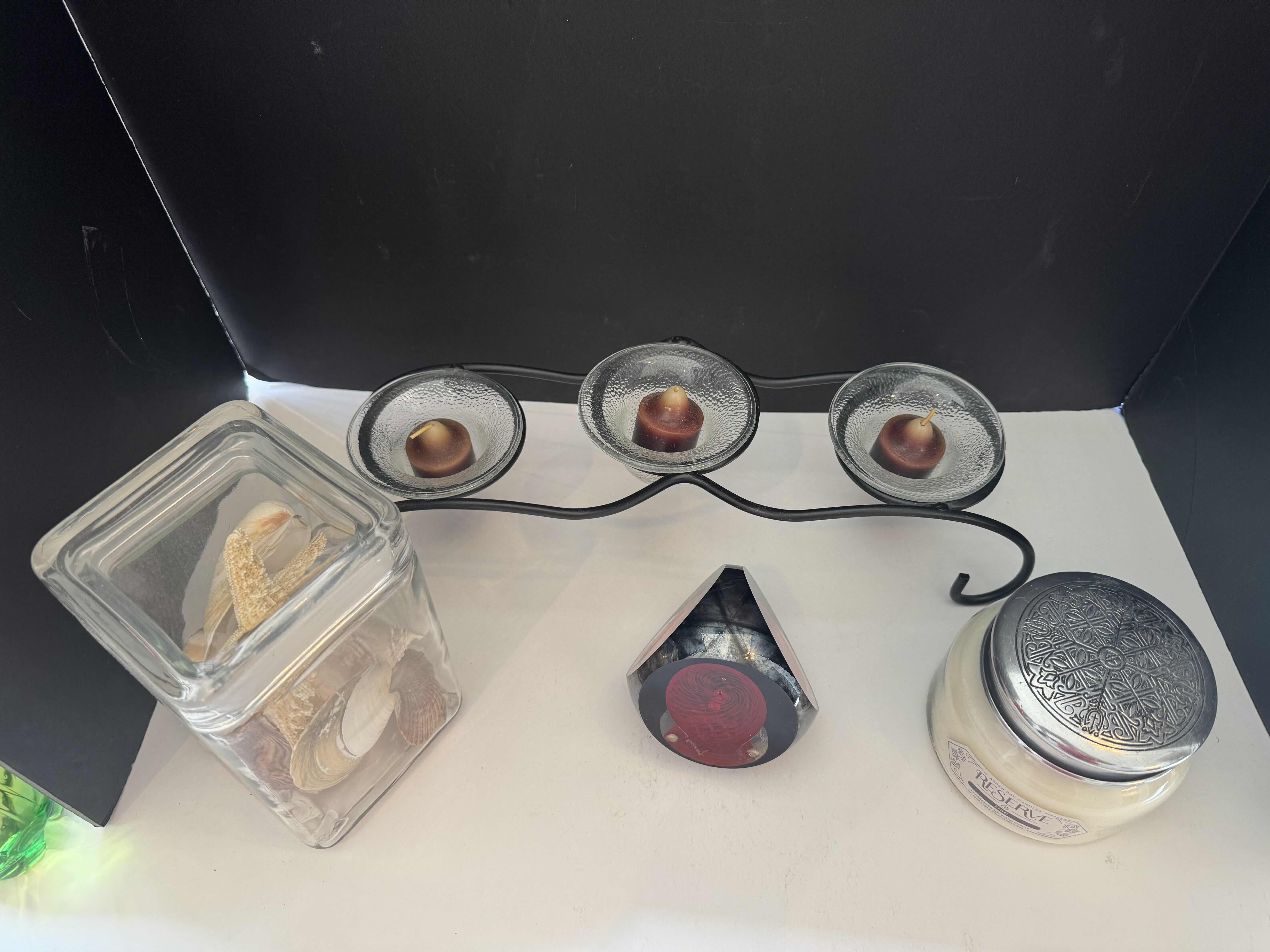 Photo 2 of 4- HOME DECOR ESSENTIALS (PAPERWEIGHT, VOTIVE HOLDER, SHELLS, ASPEN BAY CANDLE)