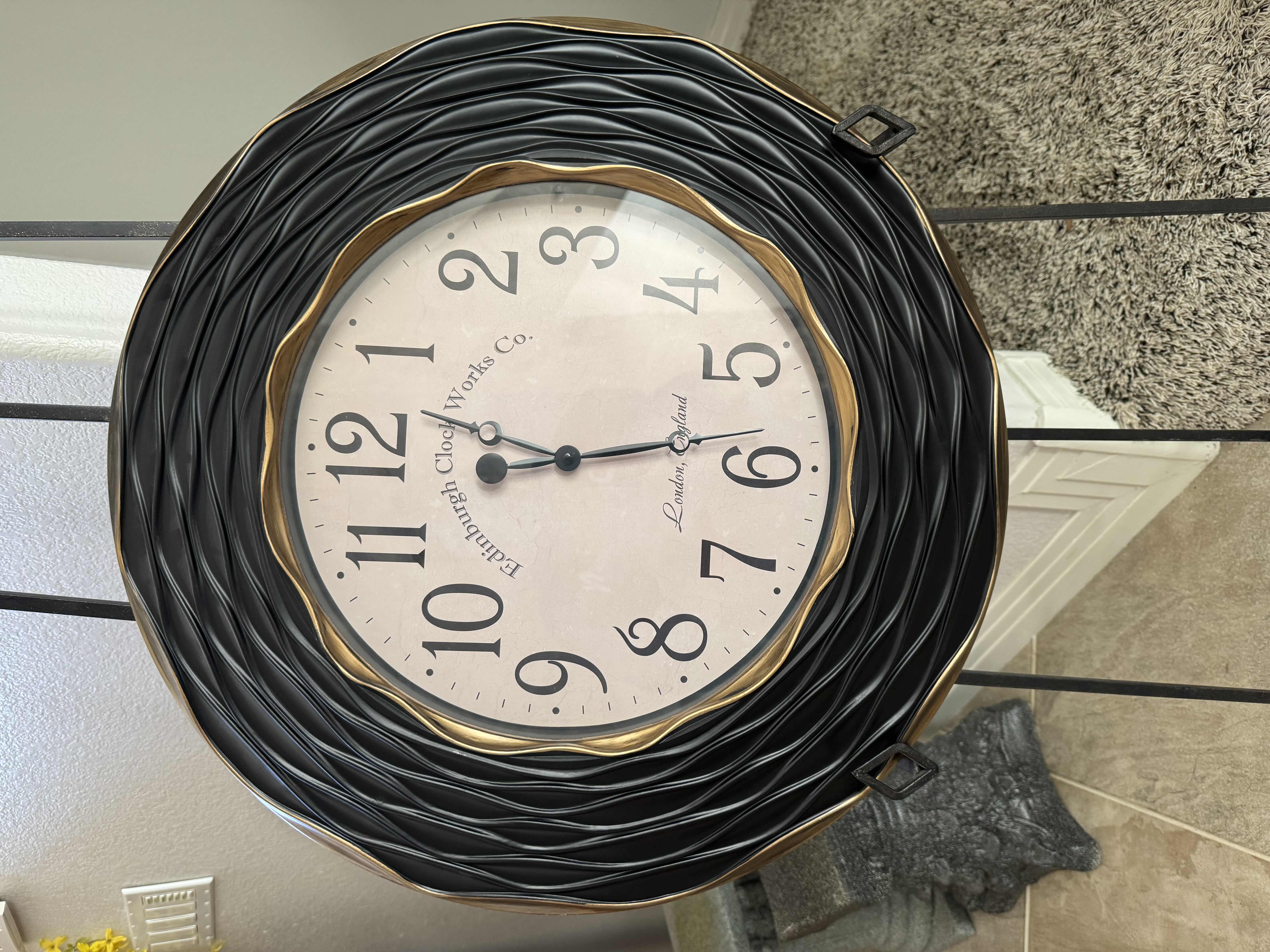 Photo 1 of 23” PLASTIC WALL CLOCK “EDINBURGH CLOCK WORKS COMPANY LONDON, ENGLAND