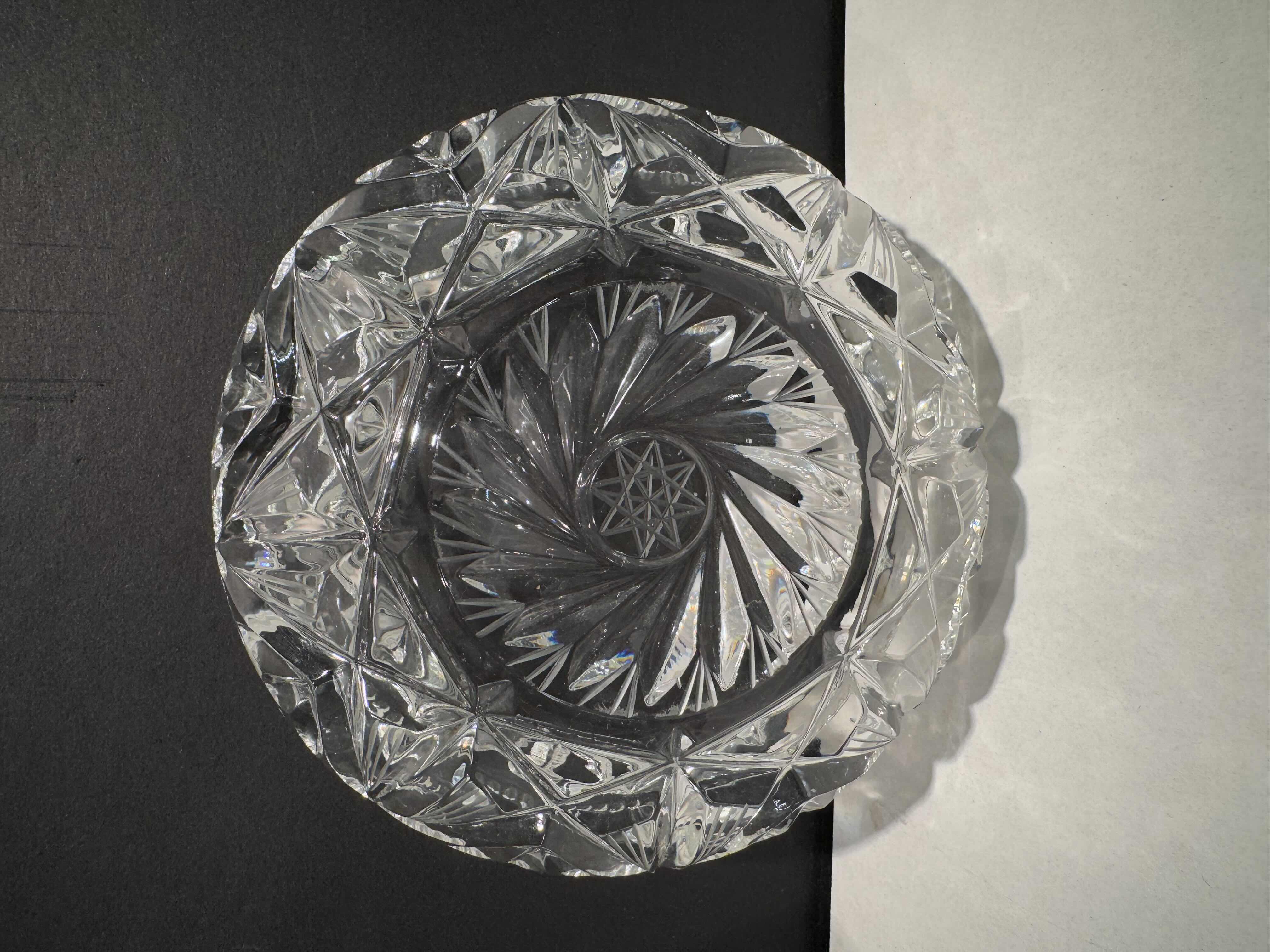 Photo 6 of 3 CRYSTAL PIECES. 1-9” DIVIDED SERVING DISH, 1- 7.5” DIVIDED SERVING DISH, 1- CRYSTAL ASHTRAY