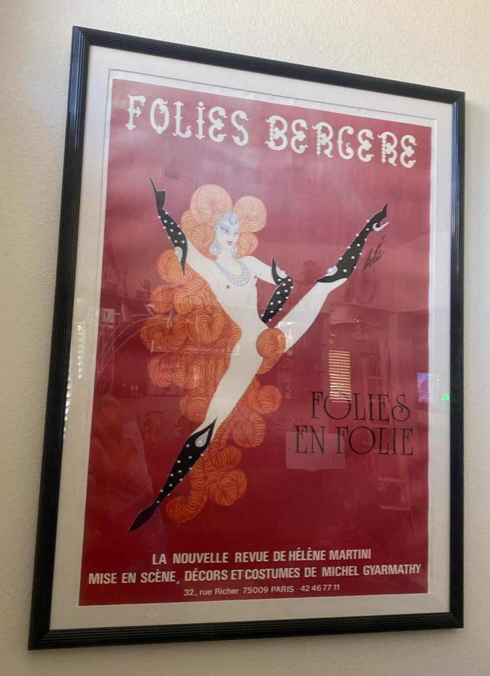Photo 1 of FRAMED 1992 FOLIES BERGERE POSTER ON CLOTH ARTWORK 48“ x 64“