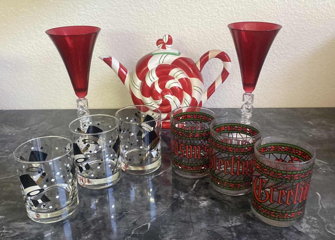 Photo 1 of HOLIDAY BARWARE WITH DEPT 56 CANDY CANE TEA POT