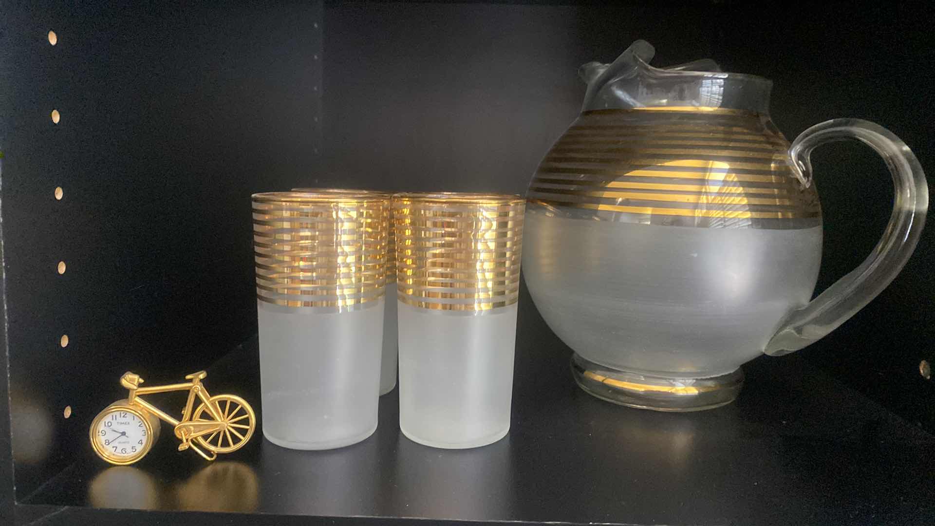 Photo 1 of GOLD RIMMED PITCHER AND GLASSES