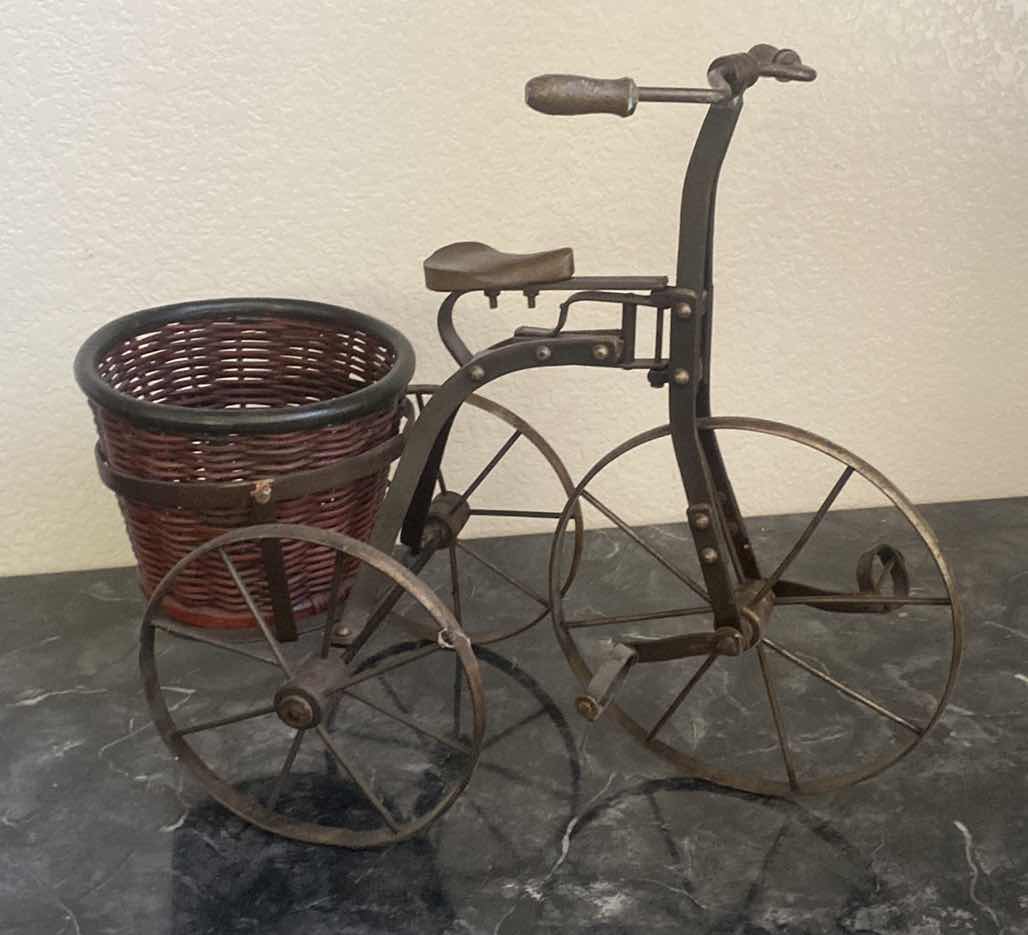 Photo 1 of IRON BIKE WITH BASKET FOR PLANT OR DECOR 17“ x 15“