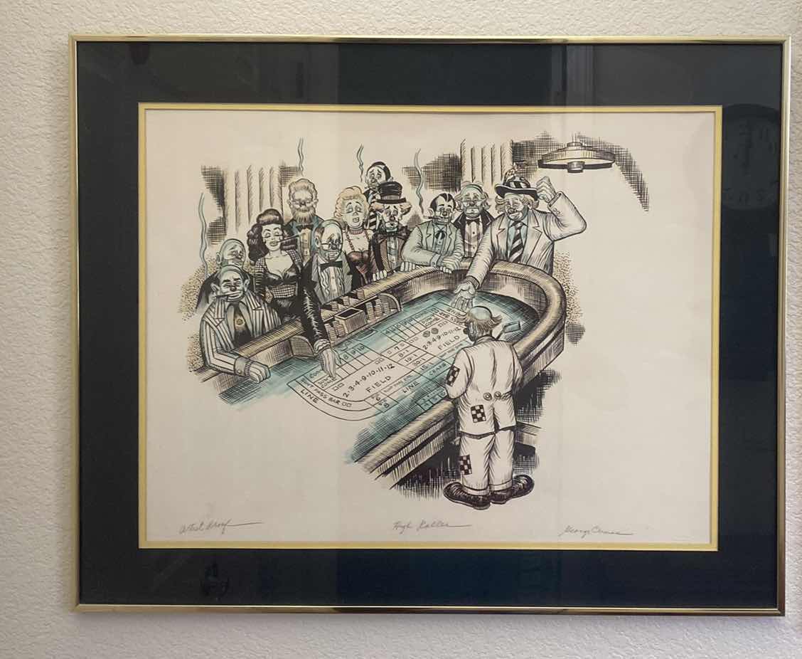 Photo 1 of FRAMED ARTIST PROOF “HIGH ROLLER” by GEORGE CRIONAS SIGNED ARTWORK 31 1/4” x 25 1/4”