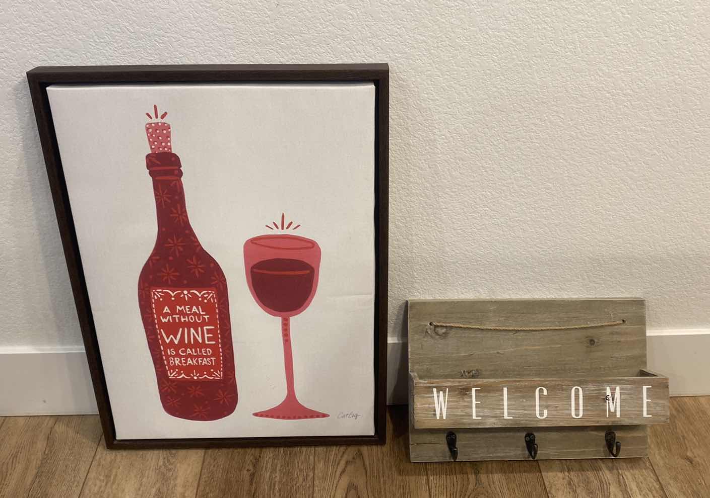 Photo 1 of FRAMED CANVAS WINE ARTWORK 18” x 24” & WELCOME KEY / MAIL HOLDER
