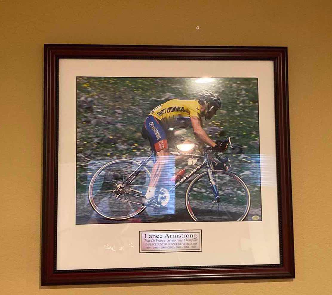 Photo 1 of FRAMED LANCE ARMSTRONG TOUR DE FRANCE PHOTO ARTWORK 18” x 24”