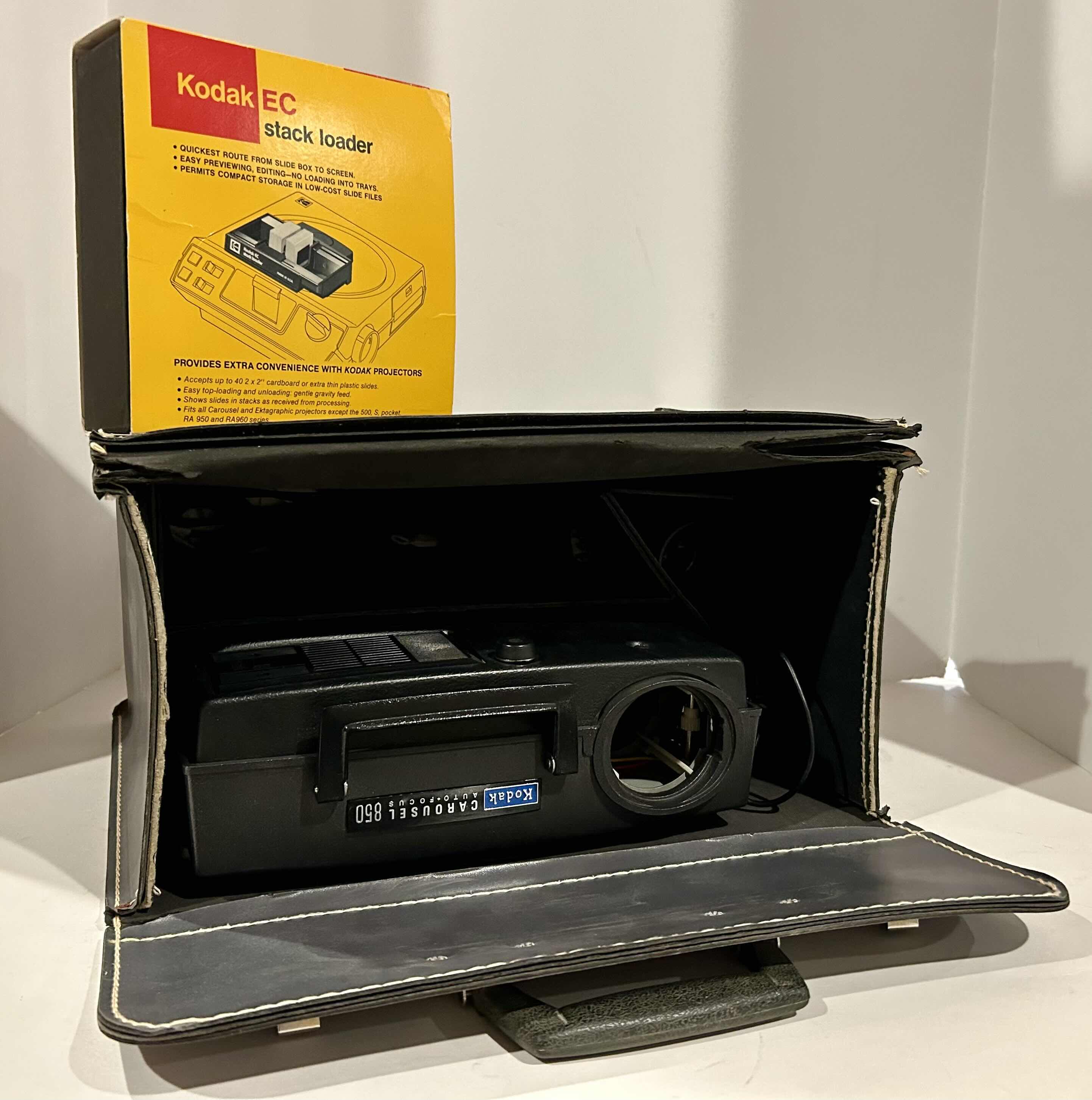 Photo 1 of KODAK CAROUSEL AUTO-FOCUS 850 PROJECTOR WITH KODAK EC STACK LOADER AND ORIGINAL CASE