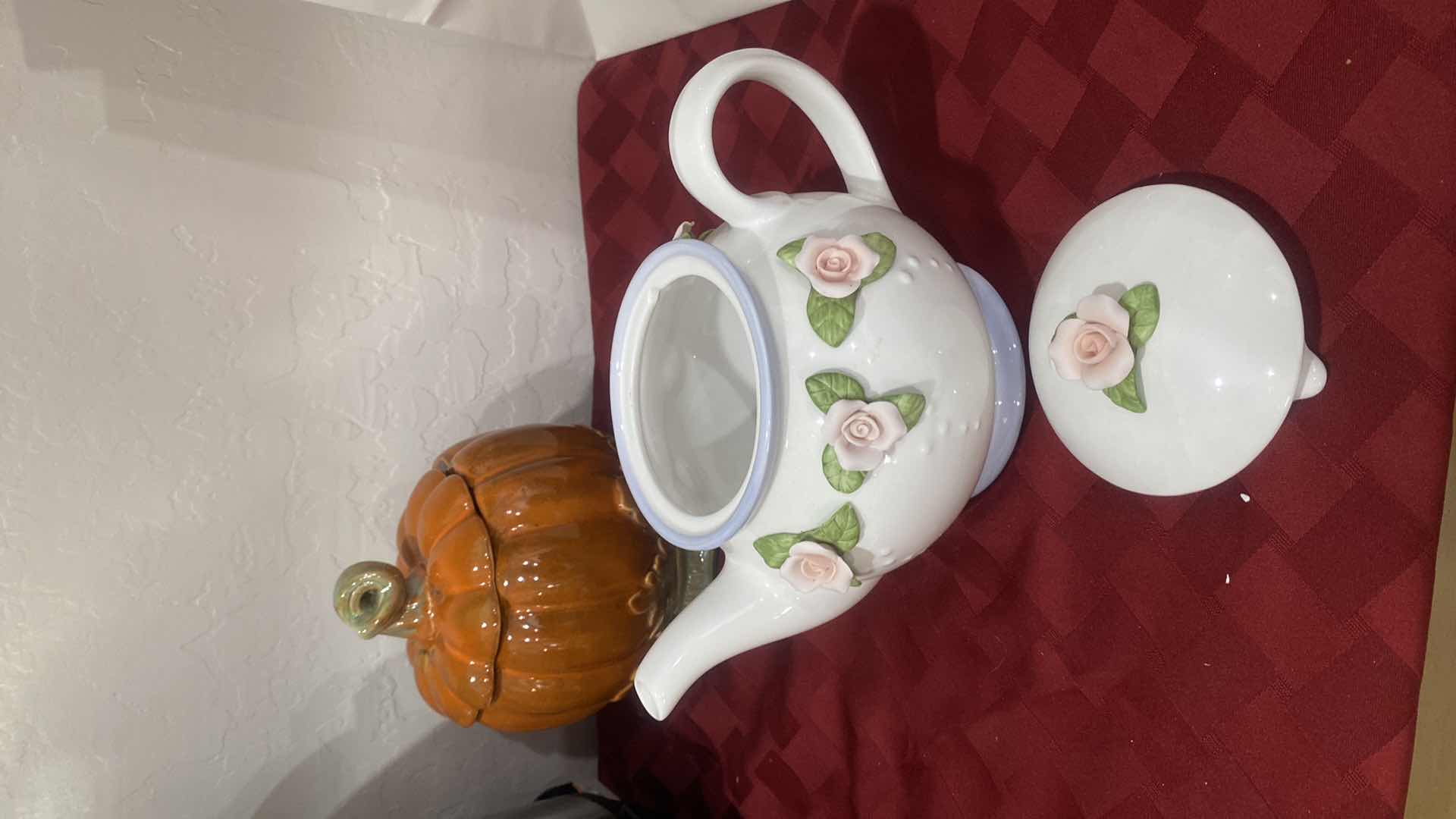 Photo 3 of CERAMIC PUMPKIN 6” x 8” & TELAFLORAL TEA POT