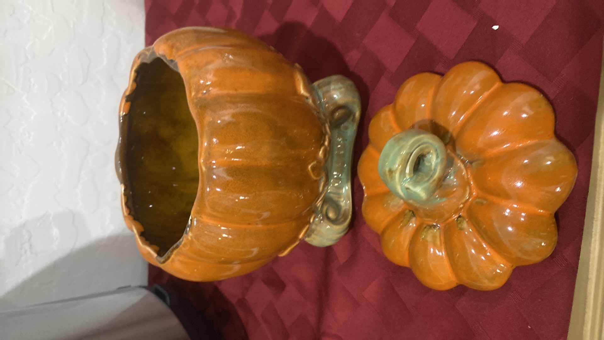 Photo 2 of CERAMIC PUMPKIN 6” x 8” & TELAFLORAL TEA POT